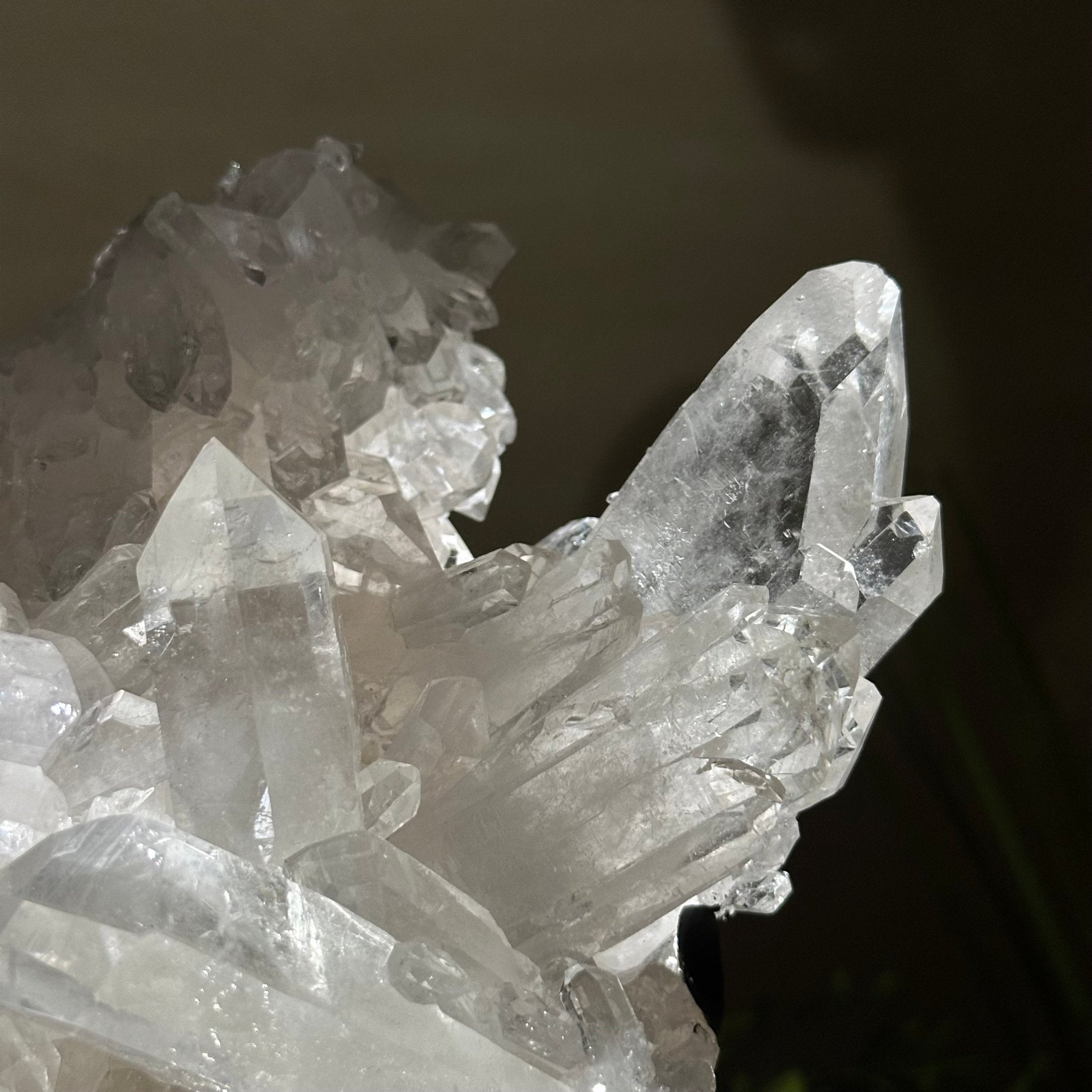 Super Quality Clear Quartz Cluster, Metal Stand, 5.2 lbs & 8.9" Tall 5495 - 0095 - Brazil GemsBrazil GemsSuper Quality Clear Quartz Cluster, Metal Stand, 5.2 lbs & 8.9" Tall 5495 - 0095Clusters on Fixed Bases5495 - 0095