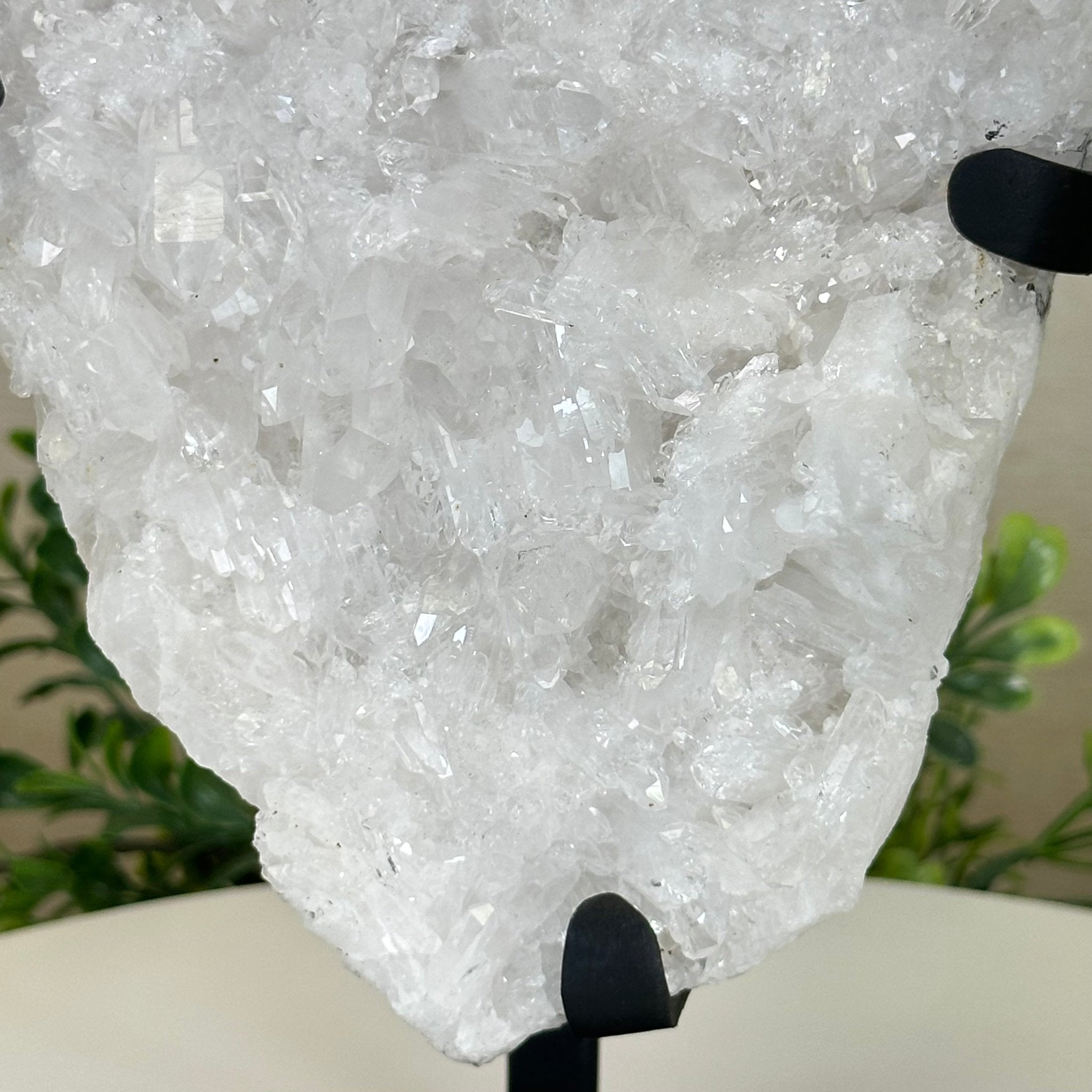 Super Quality Clear Quartz Cluster, Metal Stand, 5.3 lbs & 10.3" Tall 5495 - 0096 - Brazil GemsBrazil GemsSuper Quality Clear Quartz Cluster, Metal Stand, 5.3 lbs & 10.3" Tall 5495 - 0096Clusters on Fixed Bases5495 - 0096