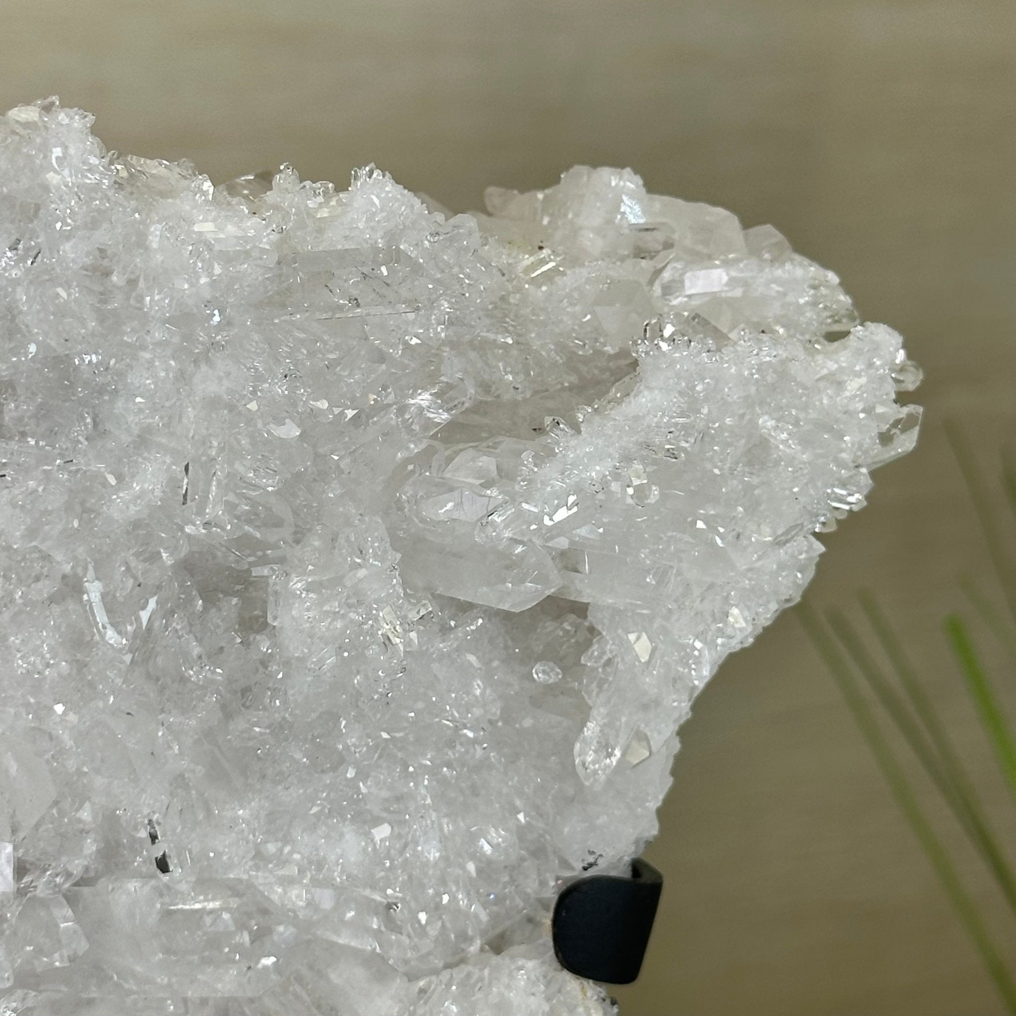 Super Quality Clear Quartz Cluster, Metal Stand, 5.3 lbs & 10.3" Tall 5495 - 0096 - Brazil GemsBrazil GemsSuper Quality Clear Quartz Cluster, Metal Stand, 5.3 lbs & 10.3" Tall 5495 - 0096Clusters on Fixed Bases5495 - 0096