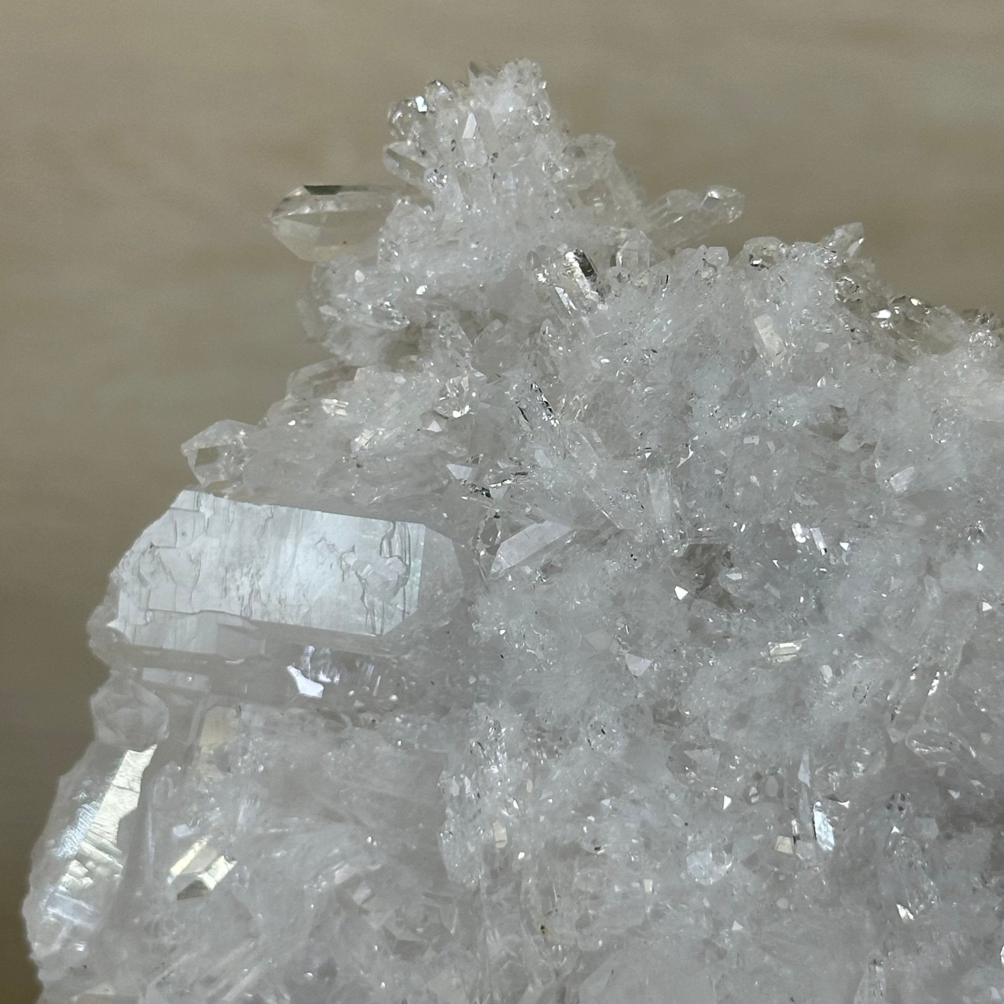 Super Quality Clear Quartz Cluster, Metal Stand, 5.3 lbs & 10.3" Tall 5495 - 0096 - Brazil GemsBrazil GemsSuper Quality Clear Quartz Cluster, Metal Stand, 5.3 lbs & 10.3" Tall 5495 - 0096Clusters on Fixed Bases5495 - 0096