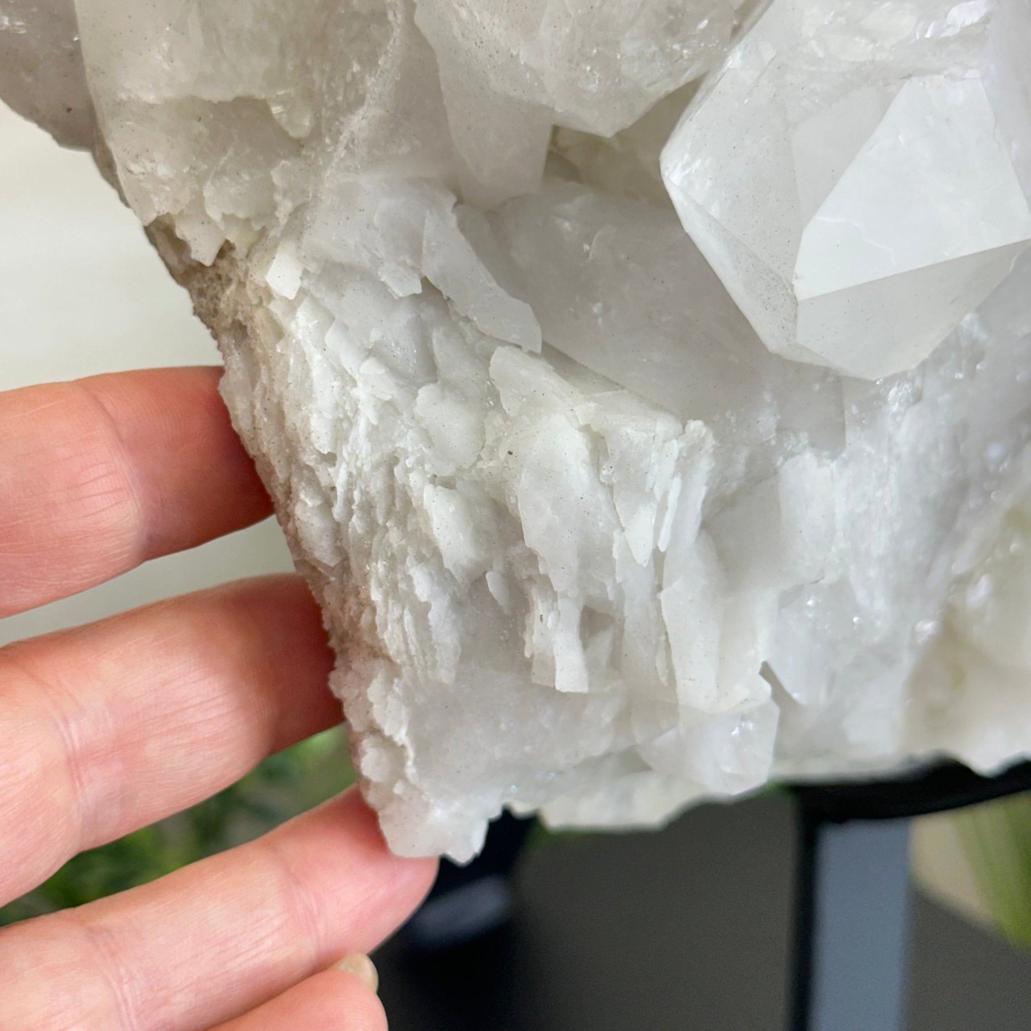 Super Quality Clear Quartz Cluster, Metal Stand, 84.5 lbs & 26.7" Tall 5495 - 0103 - Brazil GemsBrazil GemsSuper Quality Clear Quartz Cluster, Metal Stand, 84.5 lbs & 26.7" Tall 5495 - 0103Clusters on Fixed Bases5495 - 0103