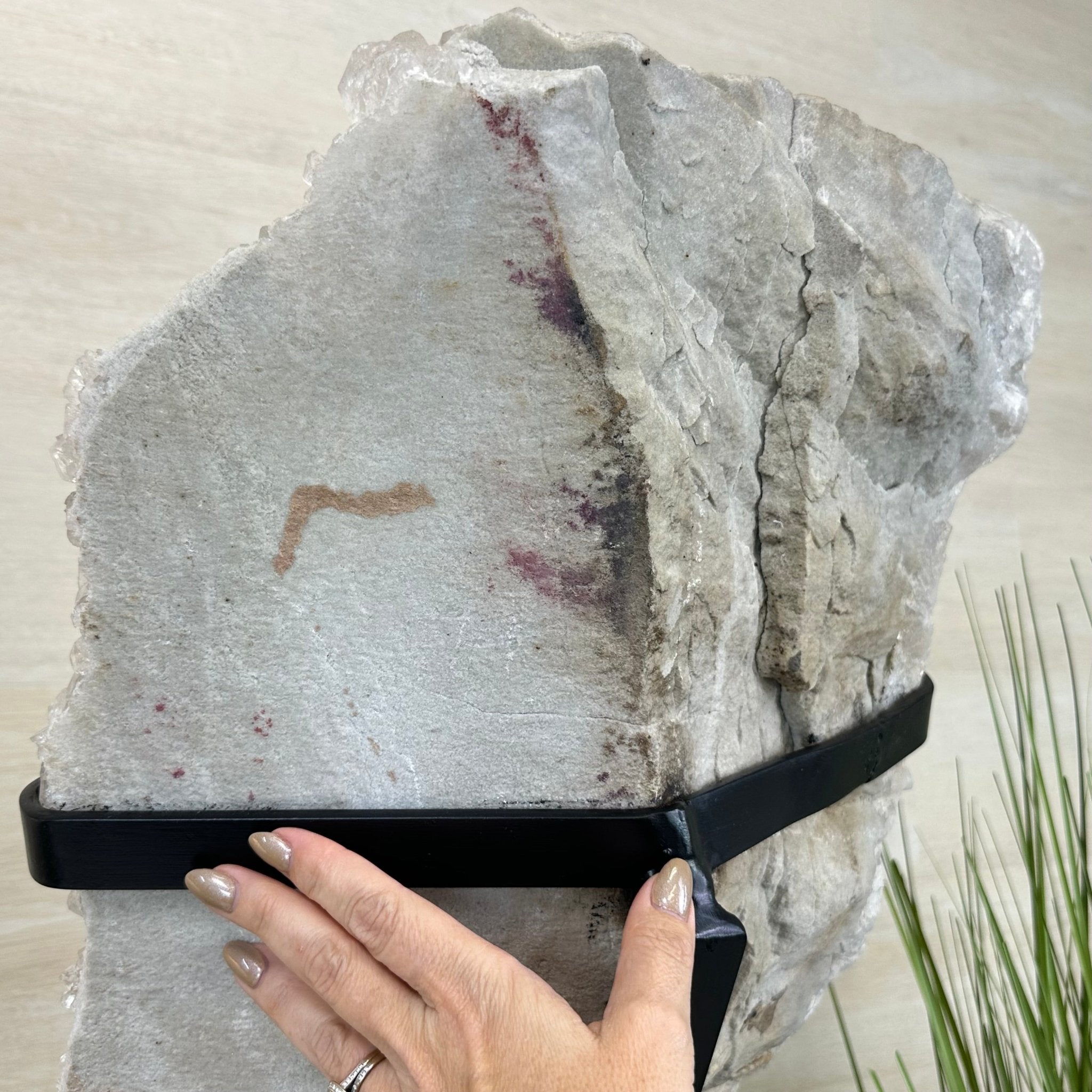 Super Quality Clear Quartz Cluster, Metal Stand, 84.5 lbs & 26.7" Tall 5495 - 0103 - Brazil GemsBrazil GemsSuper Quality Clear Quartz Cluster, Metal Stand, 84.5 lbs & 26.7" Tall 5495 - 0103Clusters on Fixed Bases5495 - 0103