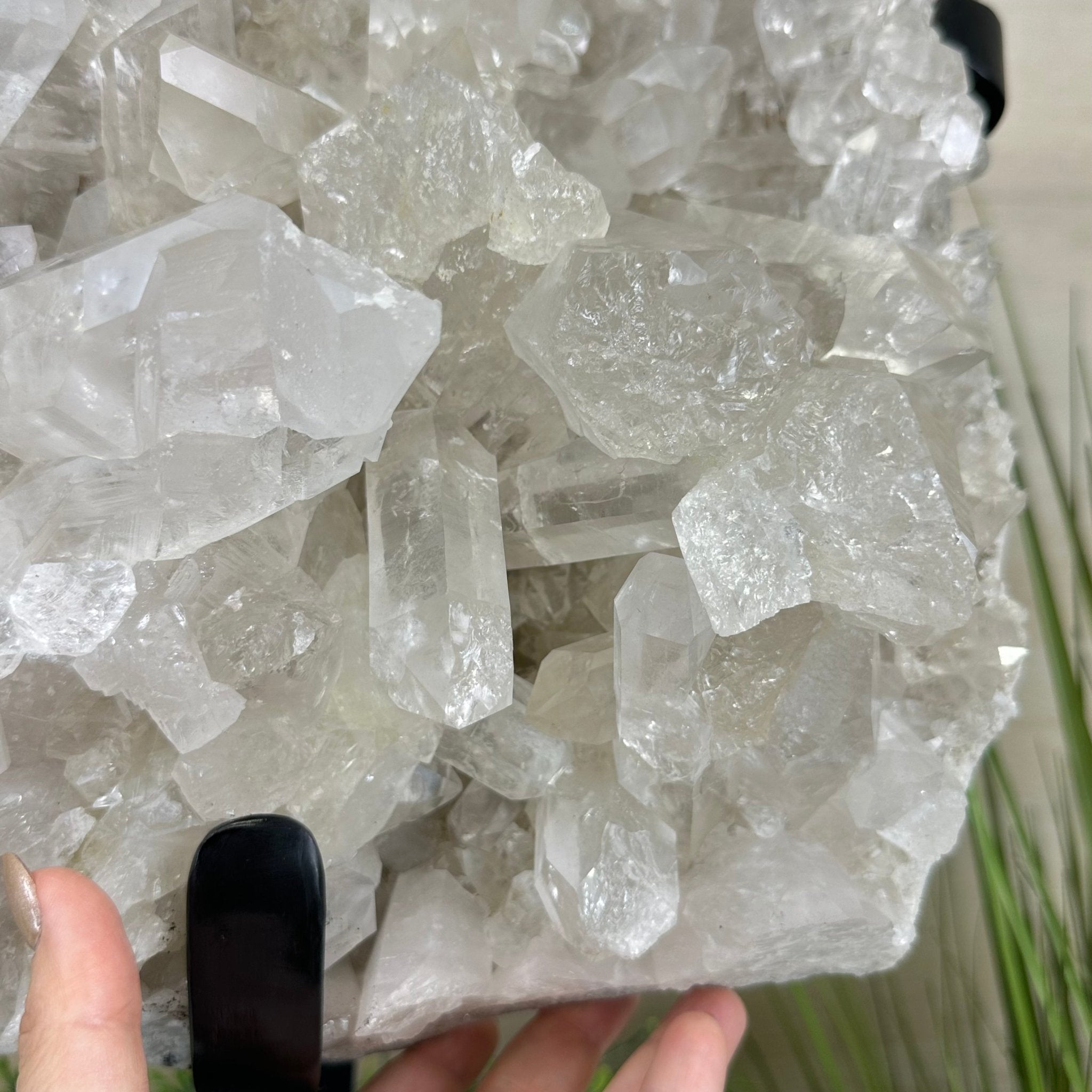 Super Quality Clear Quartz Cluster, Metal Stand, 84.5 lbs & 26.7" Tall 5495 - 0103 - Brazil GemsBrazil GemsSuper Quality Clear Quartz Cluster, Metal Stand, 84.5 lbs & 26.7" Tall 5495 - 0103Clusters on Fixed Bases5495 - 0103