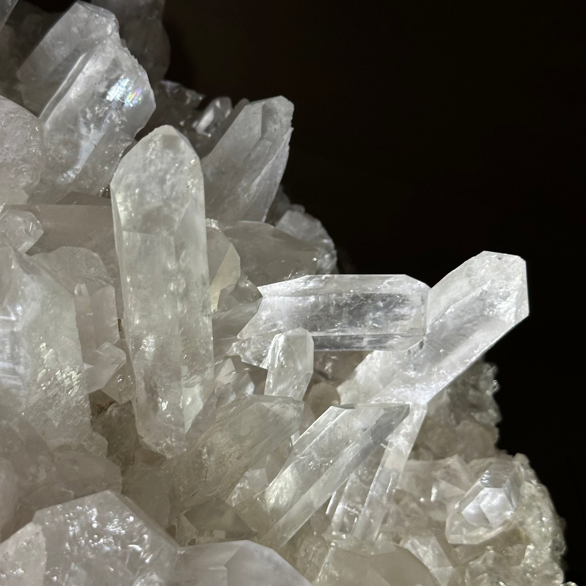 Super Quality Clear Quartz Cluster, Metal Stand, 84.5 lbs & 26.7" Tall 5495 - 0103 - Brazil GemsBrazil GemsSuper Quality Clear Quartz Cluster, Metal Stand, 84.5 lbs & 26.7" Tall 5495 - 0103Clusters on Fixed Bases5495 - 0103