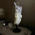 Super Quality Clear Quartz Cluster on a Rotating Metal Base, 11.7 lbs & 18" Tall 5495R - 004 - Brazil GemsBrazil GemsSuper Quality Clear Quartz Cluster on a Rotating Metal Base, 11.7 lbs & 18" Tall 5495R - 004Clusters on Rotating Bases5495R - 004