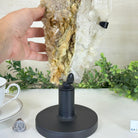 Super Quality Clear Quartz Cluster on a Rotating Metal Base, 11.7 lbs & 18" Tall 5495R - 004 - Brazil GemsBrazil GemsSuper Quality Clear Quartz Cluster on a Rotating Metal Base, 11.7 lbs & 18" Tall 5495R - 004Clusters on Rotating Bases5495R - 004