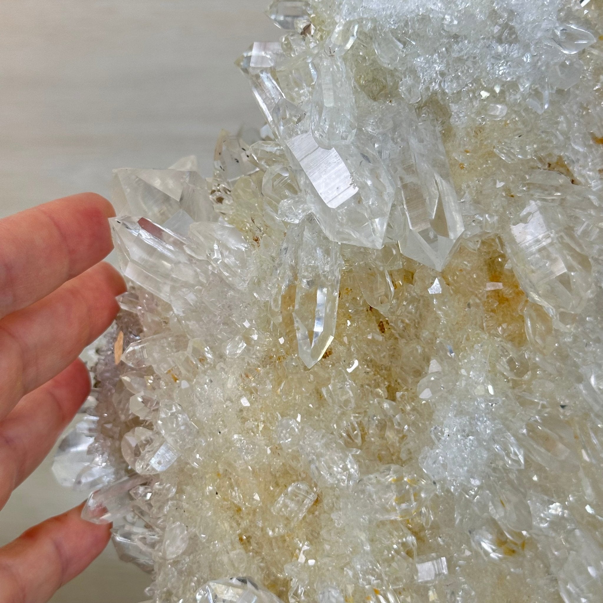 Super Quality Clear Quartz Cluster on a Rotating Metal Base, 26.5 lbs & 20.1" Tall 5495R - 005 - Brazil GemsBrazil GemsSuper Quality Clear Quartz Cluster on a Rotating Metal Base, 26.5 lbs & 20.1" Tall 5495R - 005Clusters on Rotating Bases5495R - 005