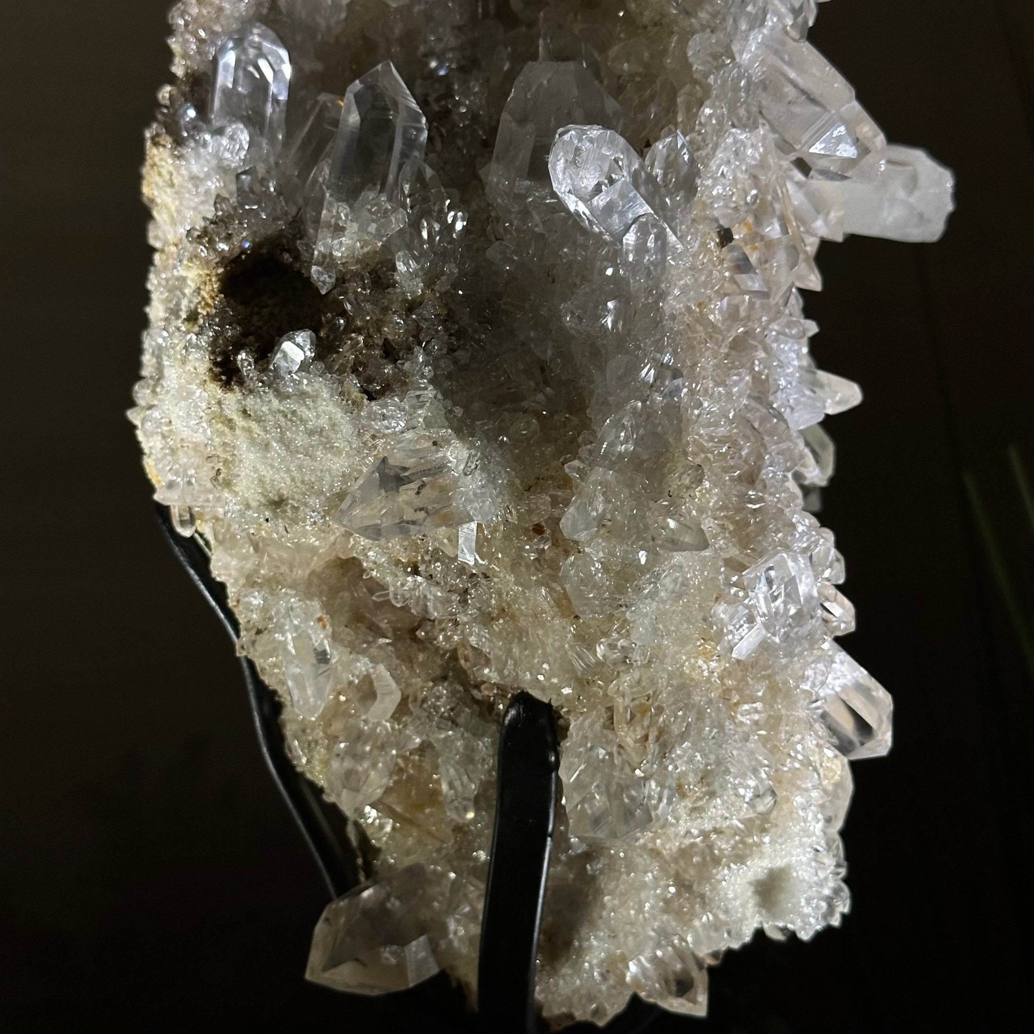 Super Quality Clear Quartz Cluster on a Rotating Metal Base, 26.5 lbs & 20.1" Tall 5495R - 005 - Brazil GemsBrazil GemsSuper Quality Clear Quartz Cluster on a Rotating Metal Base, 26.5 lbs & 20.1" Tall 5495R - 005Clusters on Rotating Bases5495R - 005