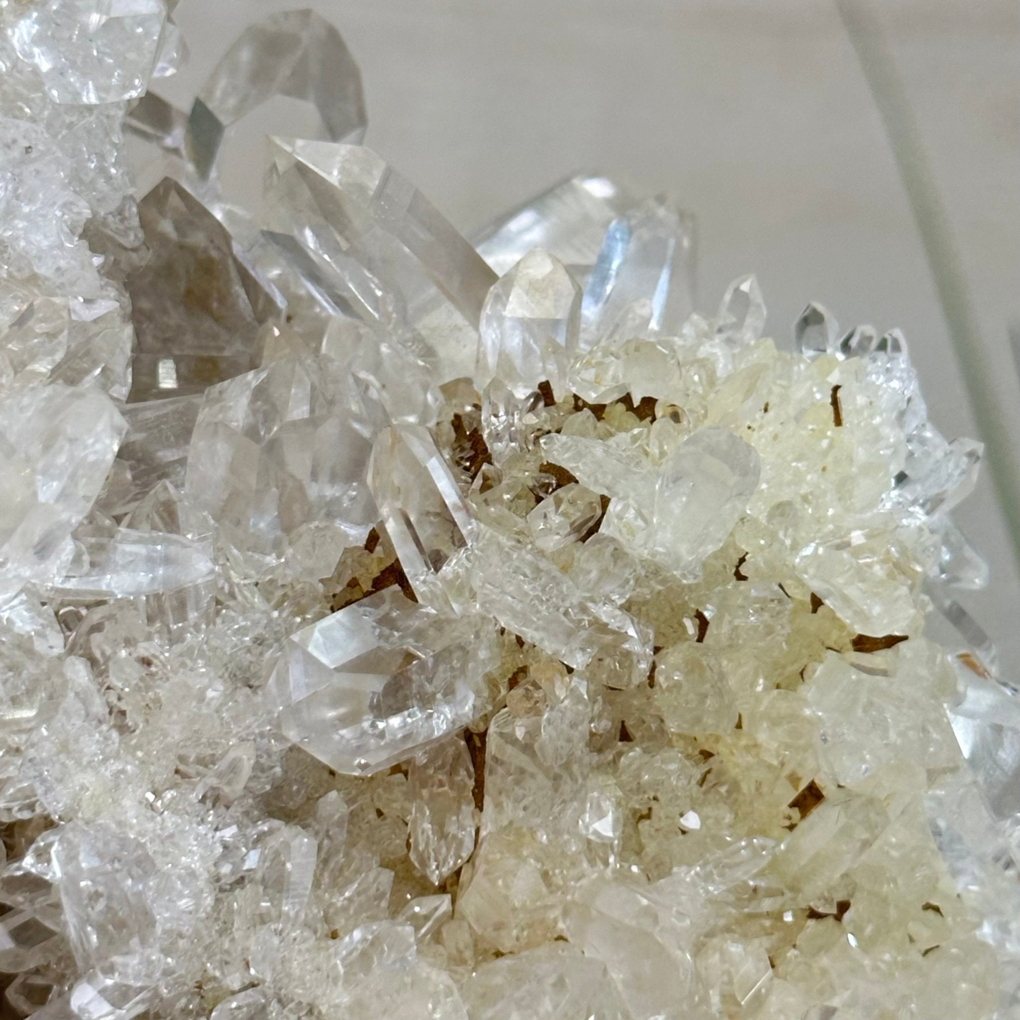 Super Quality Clear Quartz Cluster on a Rotating Metal Base, 26.5 lbs & 20.1" Tall 5495R - 005 - Brazil GemsBrazil GemsSuper Quality Clear Quartz Cluster on a Rotating Metal Base, 26.5 lbs & 20.1" Tall 5495R - 005Clusters on Rotating Bases5495R - 005