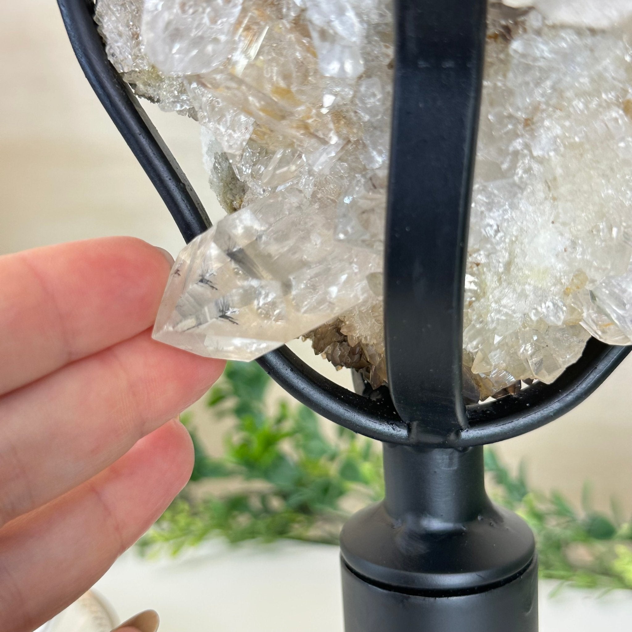 Super Quality Clear Quartz Cluster on a Rotating Metal Base, 26.5 lbs & 20.1" Tall 5495R - 005 - Brazil GemsBrazil GemsSuper Quality Clear Quartz Cluster on a Rotating Metal Base, 26.5 lbs & 20.1" Tall 5495R - 005Clusters on Rotating Bases5495R - 005