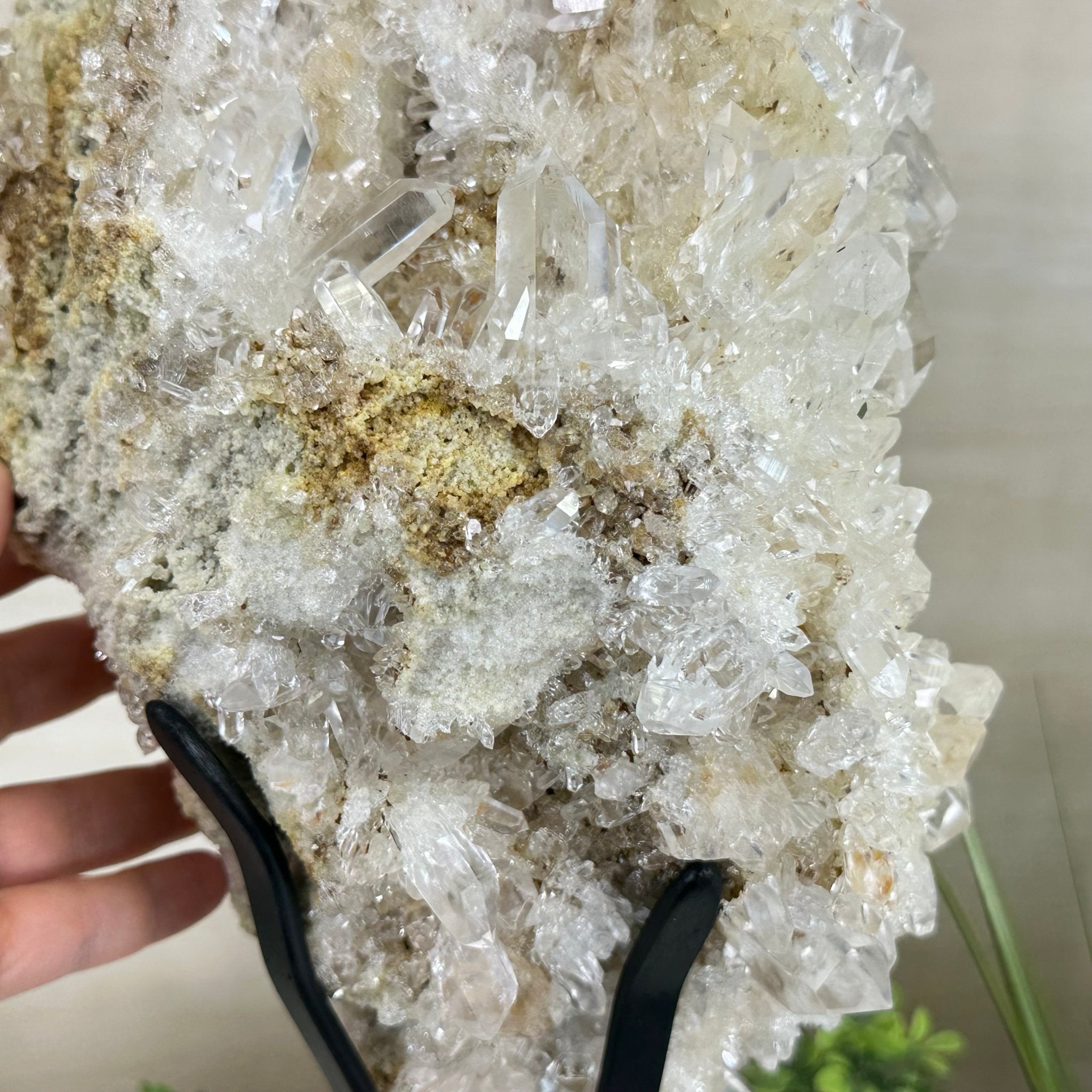 Super Quality Clear Quartz Cluster on a Rotating Metal Base, 26.5 lbs & 20.1" Tall 5495R - 005 - Brazil GemsBrazil GemsSuper Quality Clear Quartz Cluster on a Rotating Metal Base, 26.5 lbs & 20.1" Tall 5495R - 005Clusters on Rotating Bases5495R - 005