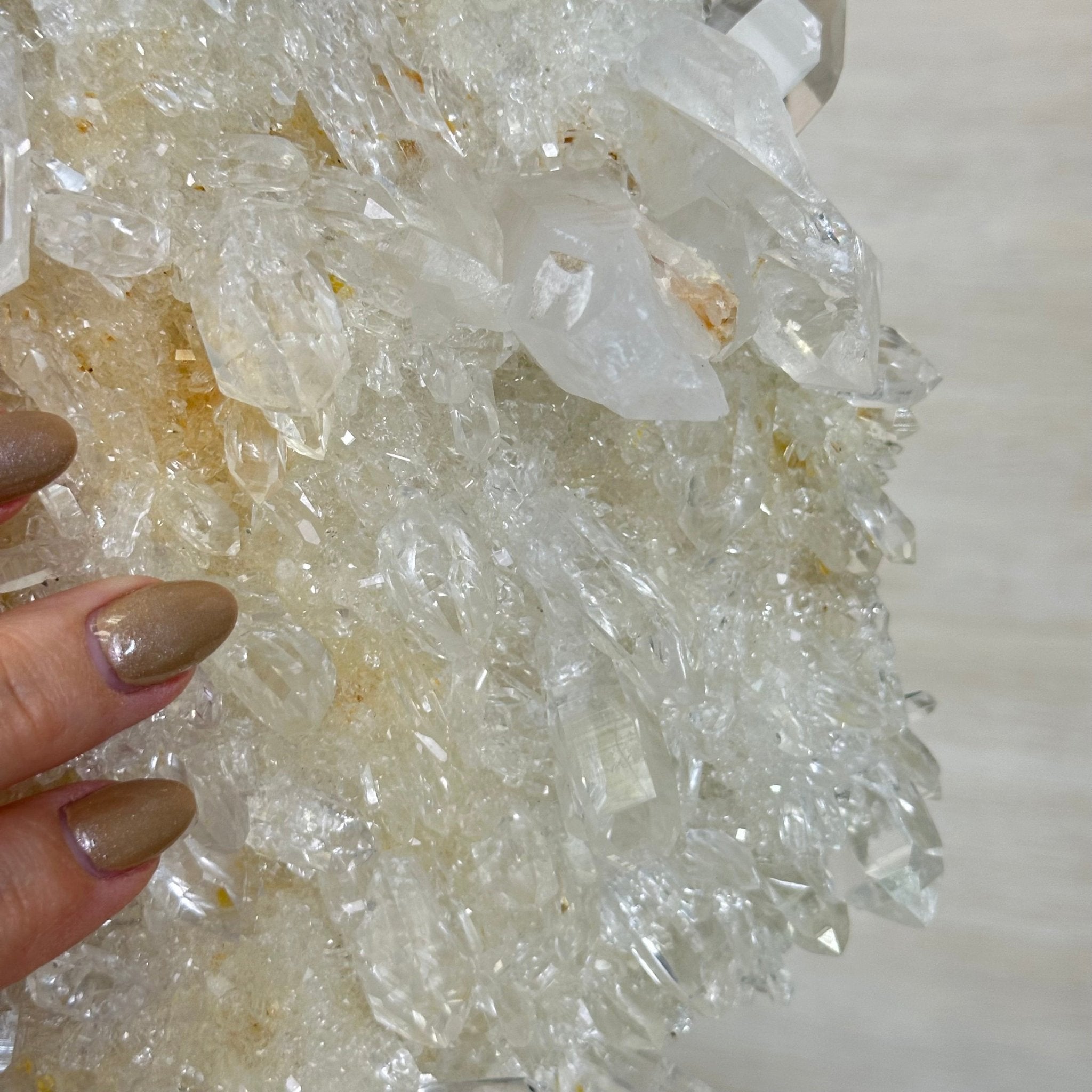 Super Quality Clear Quartz Cluster on a Rotating Metal Base, 26.5 lbs & 20.1" Tall 5495R - 005 - Brazil GemsBrazil GemsSuper Quality Clear Quartz Cluster on a Rotating Metal Base, 26.5 lbs & 20.1" Tall 5495R - 005Clusters on Rotating Bases5495R - 005