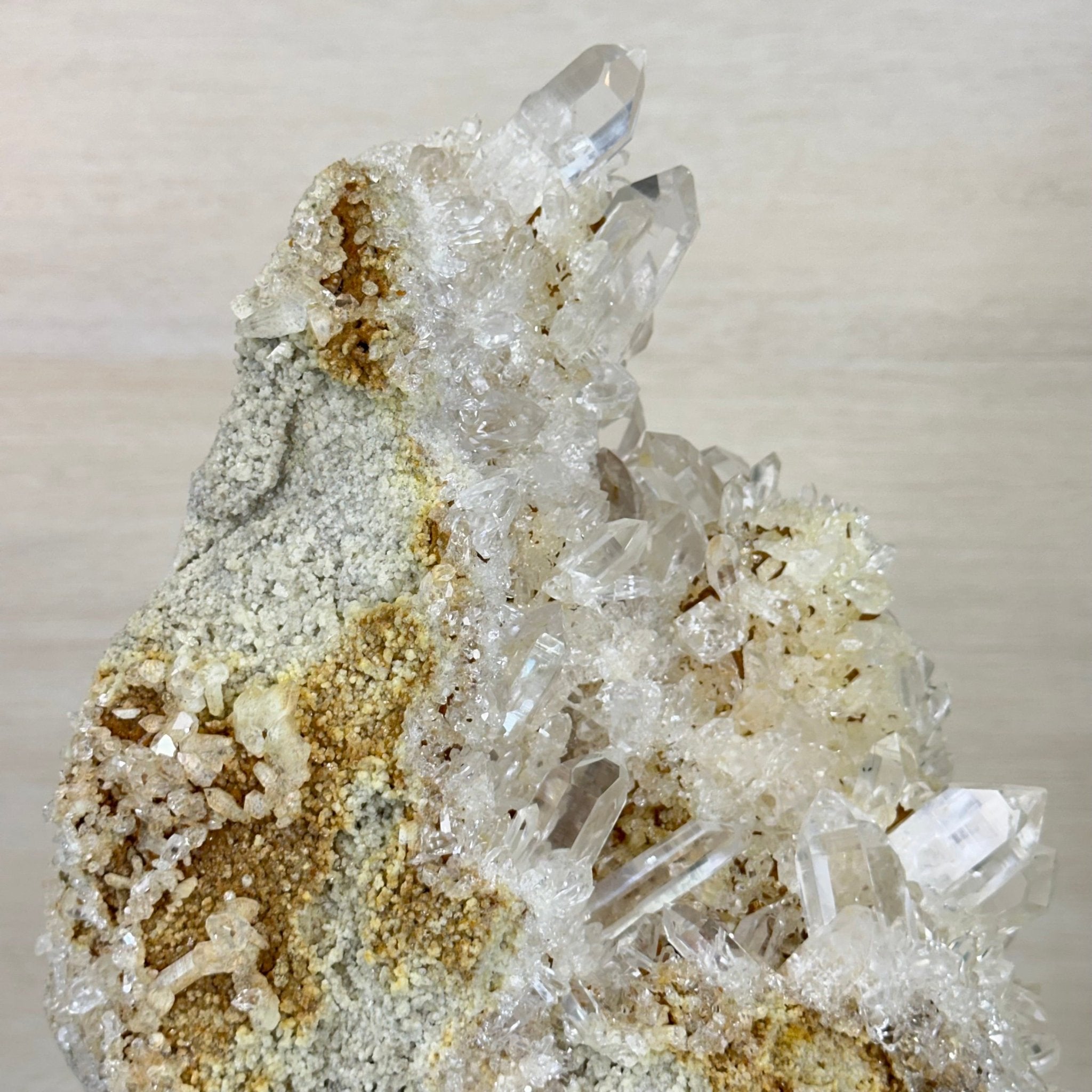 Super Quality Clear Quartz Cluster on a Rotating Metal Base, 26.5 lbs & 20.1" Tall 5495R - 005 - Brazil GemsBrazil GemsSuper Quality Clear Quartz Cluster on a Rotating Metal Base, 26.5 lbs & 20.1" Tall 5495R - 005Clusters on Rotating Bases5495R - 005
