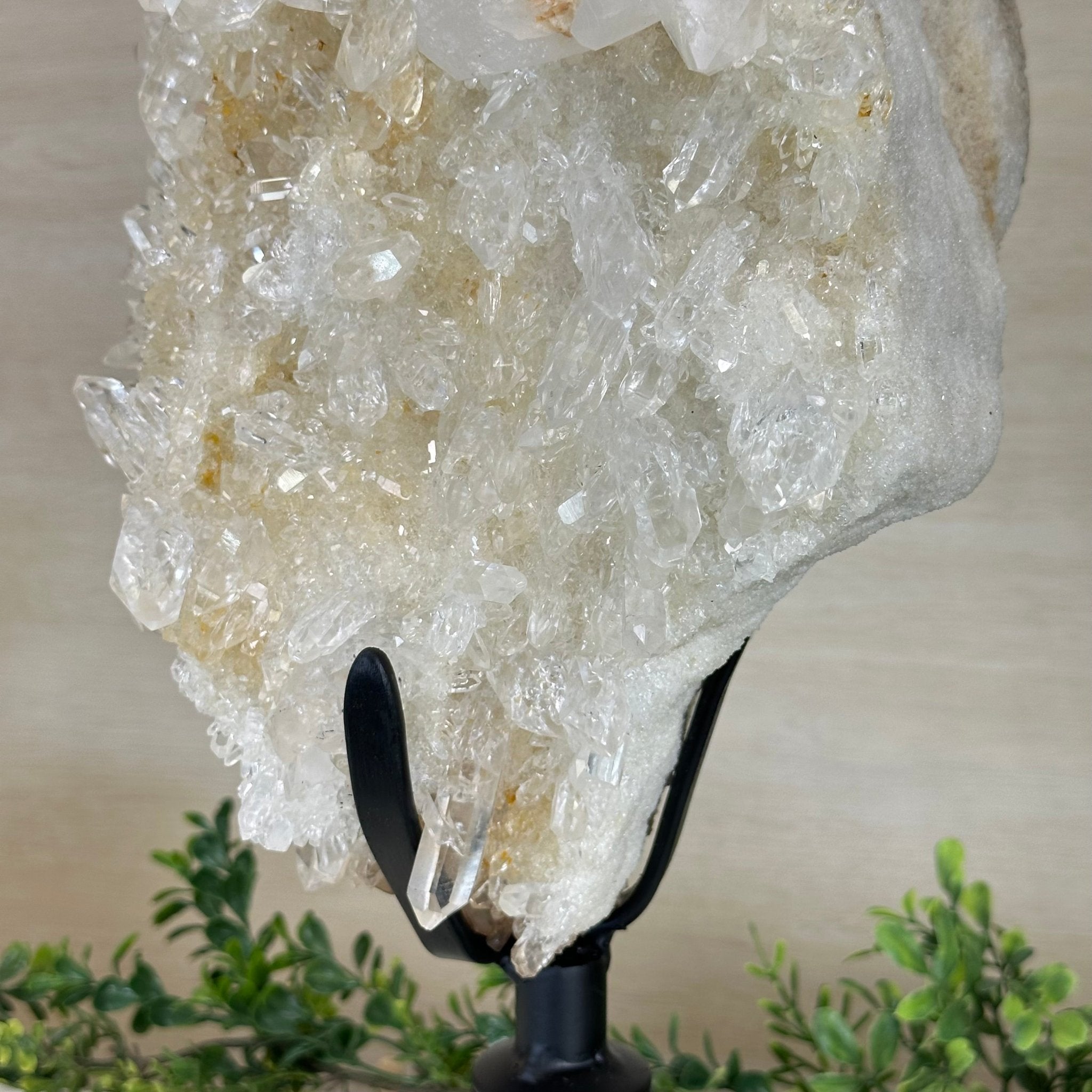 Super Quality Clear Quartz Cluster on a Rotating Metal Base, 26.5 lbs & 20.1" Tall 5495R - 005 - Brazil GemsBrazil GemsSuper Quality Clear Quartz Cluster on a Rotating Metal Base, 26.5 lbs & 20.1" Tall 5495R - 005Clusters on Rotating Bases5495R - 005