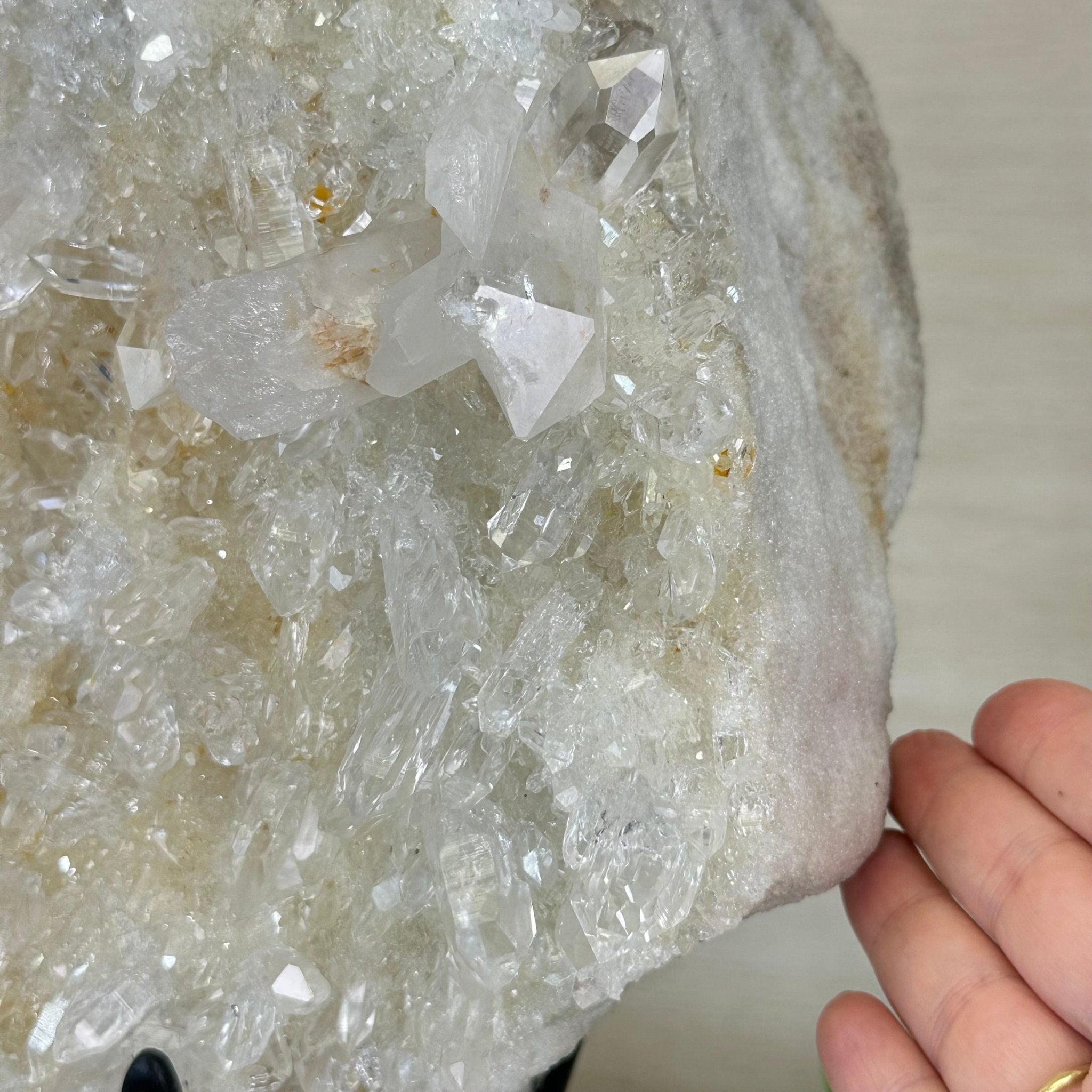 Super Quality Clear Quartz Cluster on a Rotating Metal Base, 26.5 lbs & 20.1" Tall 5495R - 005 - Brazil GemsBrazil GemsSuper Quality Clear Quartz Cluster on a Rotating Metal Base, 26.5 lbs & 20.1" Tall 5495R - 005Clusters on Rotating Bases5495R - 005