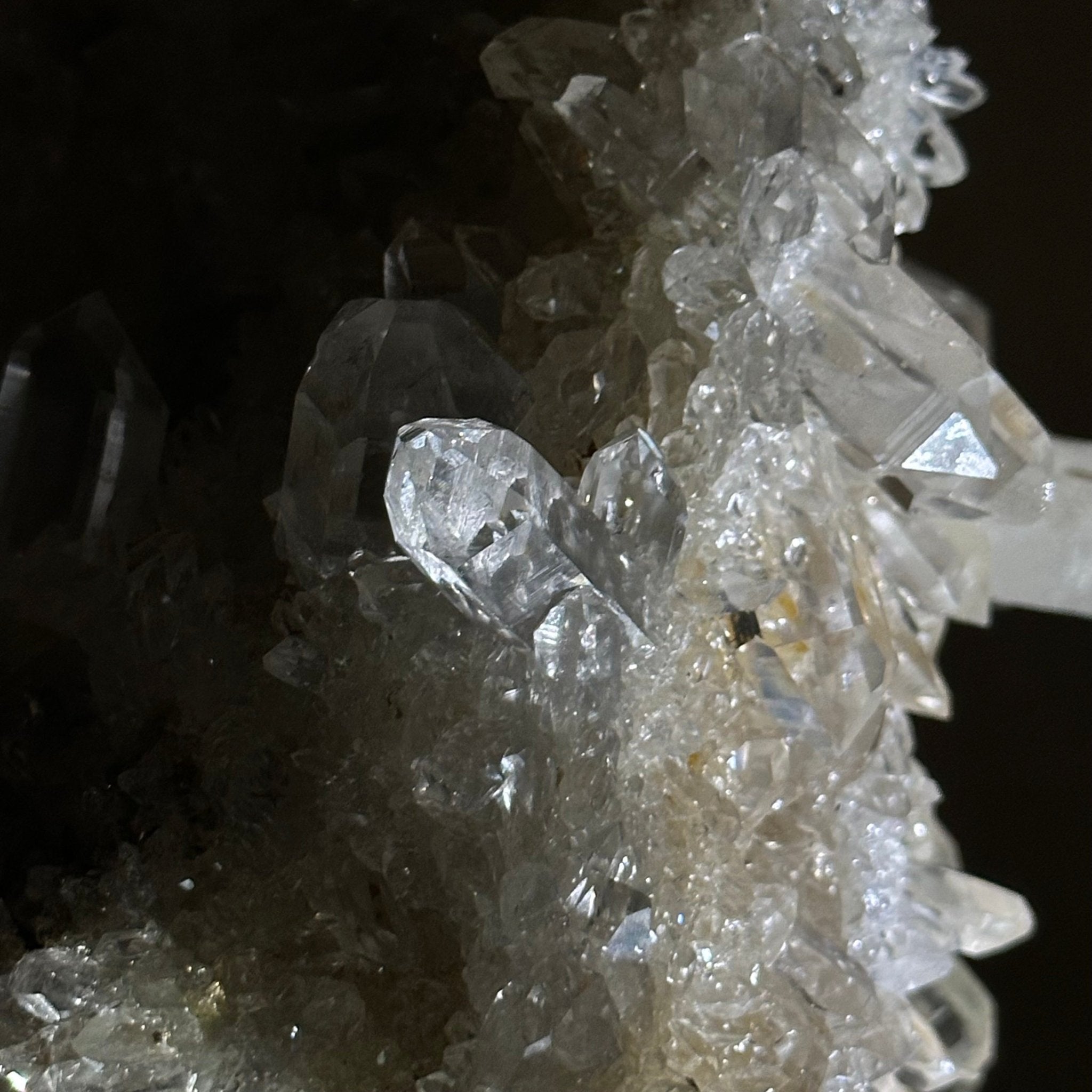 Super Quality Clear Quartz Cluster on a Rotating Metal Base, 26.5 lbs & 20.1" Tall 5495R - 005 - Brazil GemsBrazil GemsSuper Quality Clear Quartz Cluster on a Rotating Metal Base, 26.5 lbs & 20.1" Tall 5495R - 005Clusters on Rotating Bases5495R - 005