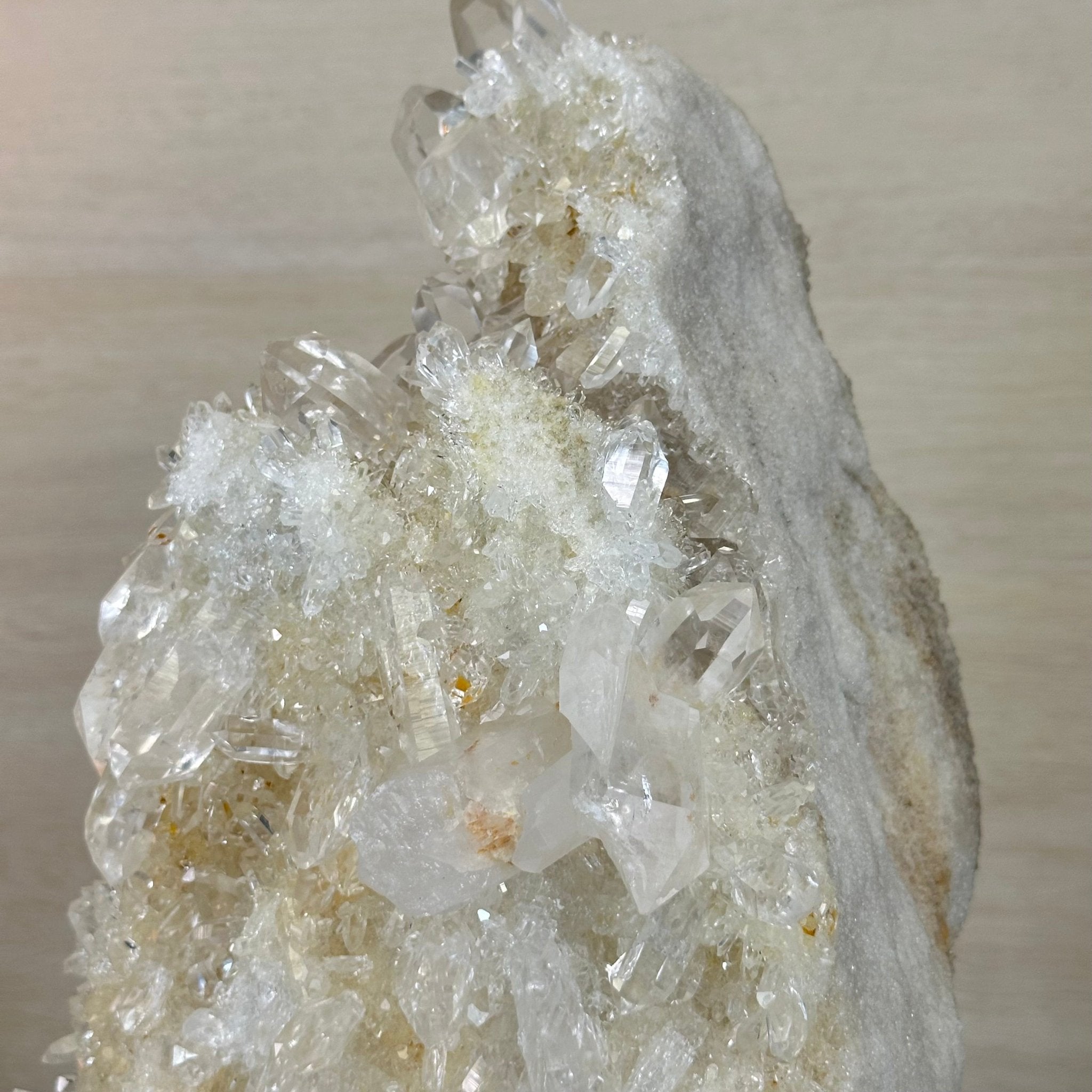 Super Quality Clear Quartz Cluster on a Rotating Metal Base, 26.5 lbs & 20.1" Tall 5495R - 005 - Brazil GemsBrazil GemsSuper Quality Clear Quartz Cluster on a Rotating Metal Base, 26.5 lbs & 20.1" Tall 5495R - 005Clusters on Rotating Bases5495R - 005