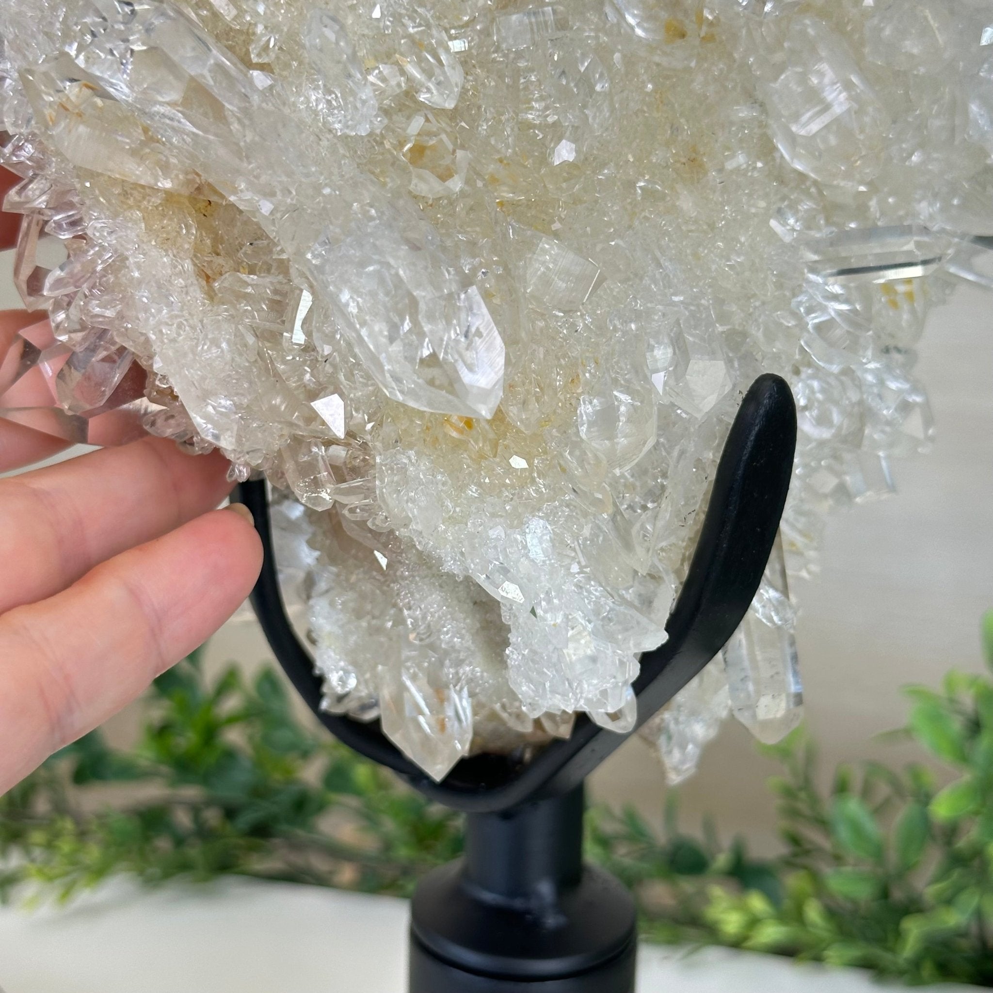 Super Quality Clear Quartz Cluster on a Rotating Metal Base, 26.5 lbs & 20.1" Tall 5495R - 005 - Brazil GemsBrazil GemsSuper Quality Clear Quartz Cluster on a Rotating Metal Base, 26.5 lbs & 20.1" Tall 5495R - 005Clusters on Rotating Bases5495R - 005
