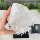 Super Quality Clear Quartz Crystal Cluster, metal base, 8.4 lbs & 11.1" Tall #5495-0077 by Brazil Gems® - Brazil GemsBrazil GemsSuper Quality Clear Quartz Crystal Cluster, metal base, 8.4 lbs & 11.1" Tall #5495-0077 by Brazil Gems®Clusters on Fixed Bases5495-0077