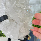 Super Quality Clear Quartz Crystal Cluster, metal base, 8.4 lbs & 11.1" Tall #5495-0077 by Brazil Gems® - Brazil GemsBrazil GemsSuper Quality Clear Quartz Crystal Cluster, metal base, 8.4 lbs & 11.1" Tall #5495-0077 by Brazil Gems®Clusters on Fixed Bases5495-0077