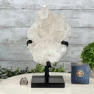 Super Quality Clear Quartz Crystal Cluster, metal base, 8.4 lbs & 11.1" Tall #5495-0077 by Brazil Gems® - Brazil GemsBrazil GemsSuper Quality Clear Quartz Crystal Cluster, metal base, 8.4 lbs & 11.1" Tall #5495-0077 by Brazil Gems®Clusters on Fixed Bases5495-0077