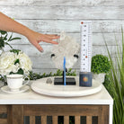 Super Quality Clear Quartz Crystal Cluster, metal base, 8.4 lbs & 11.1" Tall #5495-0077 by Brazil Gems® - Brazil GemsBrazil GemsSuper Quality Clear Quartz Crystal Cluster, metal base, 8.4 lbs & 11.1" Tall #5495-0077 by Brazil Gems®Clusters on Fixed Bases5495-0077