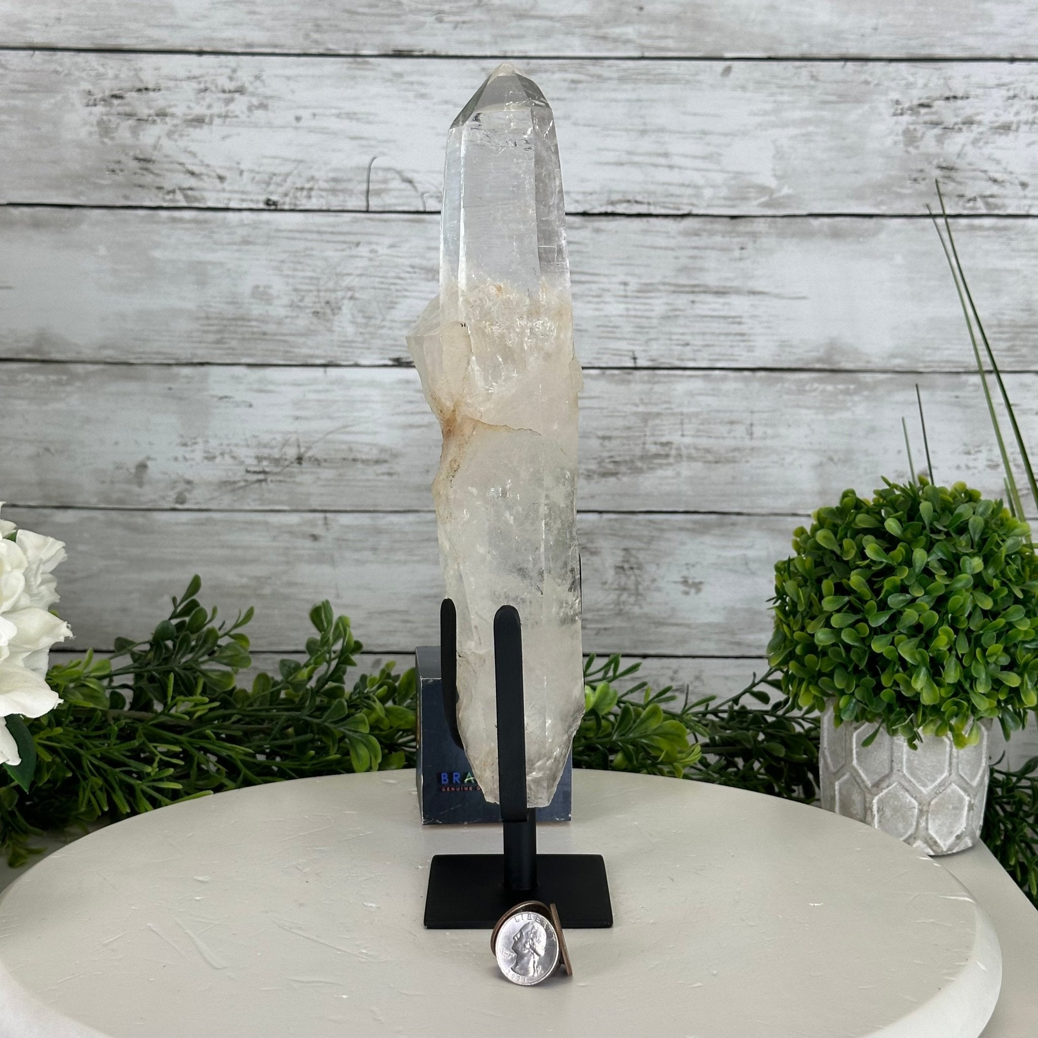 Super Quality Clear Quartz Point on a Metal Stand, 3 lbs & 12.1" Tall #3121CQ-003 - Brazil GemsBrazil GemsSuper Quality Clear Quartz Point on a Metal Stand, 3 lbs & 12.1" Tall #3121CQ-003Crystal Points3121CQ-003