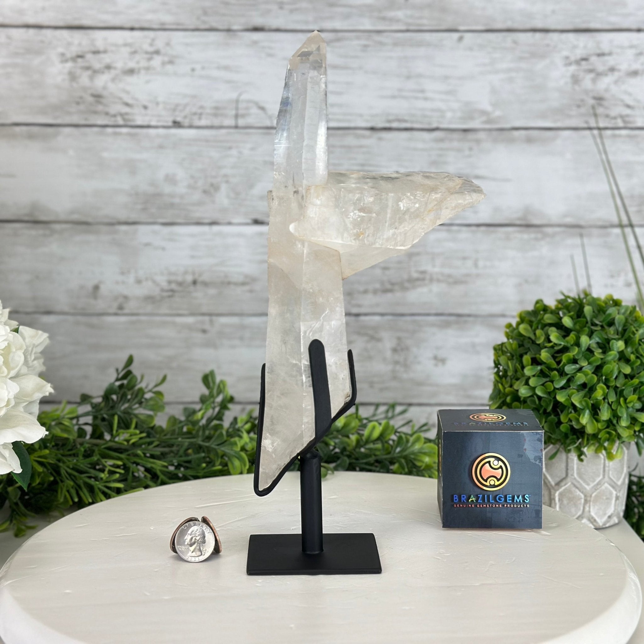 Super Quality Clear Quartz Point on a Metal Stand, 3 lbs & 12.1" Tall #3121CQ-003 - Brazil GemsBrazil GemsSuper Quality Clear Quartz Point on a Metal Stand, 3 lbs & 12.1" Tall #3121CQ-003Crystal Points3121CQ-003