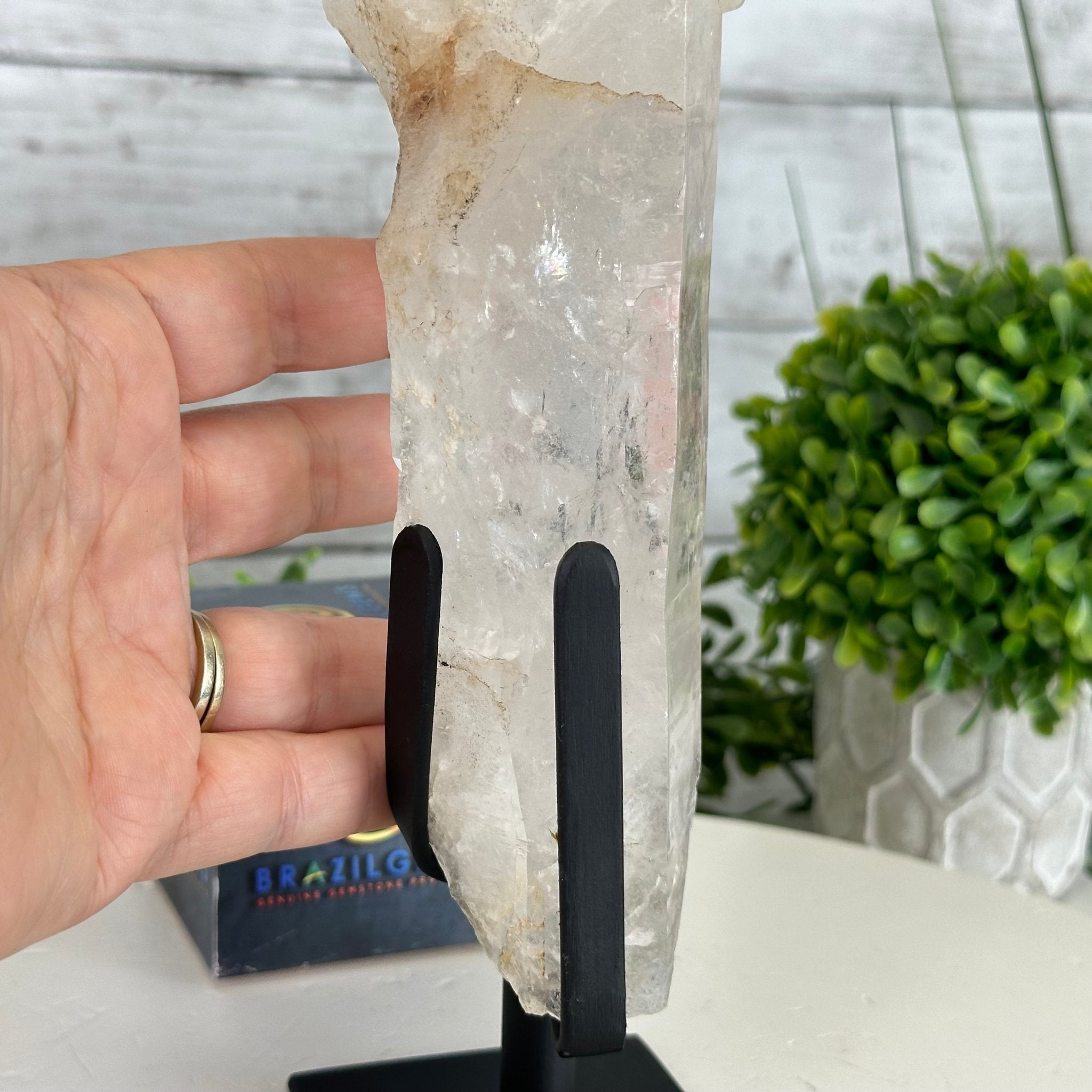Super Quality Clear Quartz Point on a Metal Stand, 3 lbs & 12.1" Tall #3121CQ-003 - Brazil GemsBrazil GemsSuper Quality Clear Quartz Point on a Metal Stand, 3 lbs & 12.1" Tall #3121CQ-003Crystal Points3121CQ-003