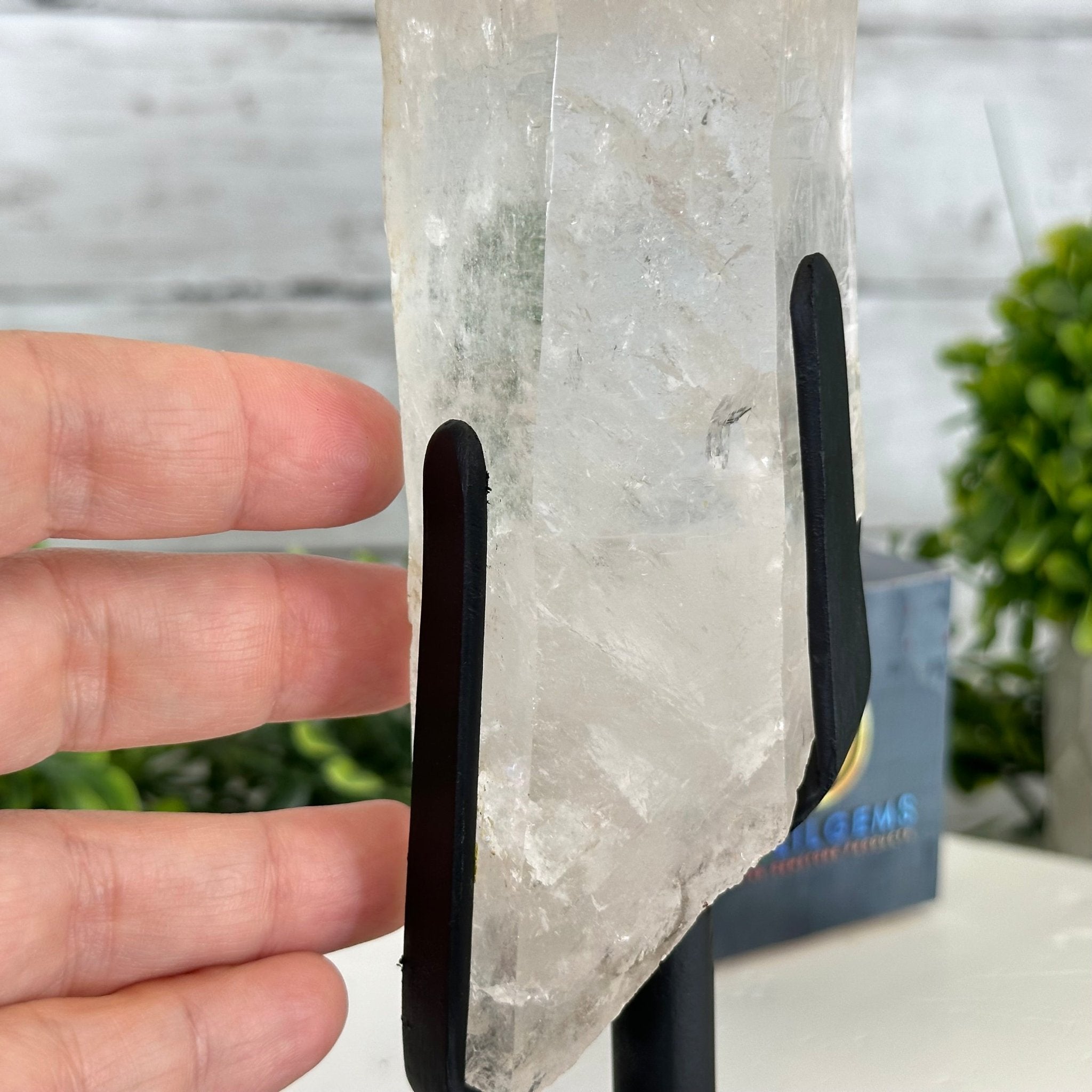 Super Quality Clear Quartz Point on a Metal Stand, 3 lbs & 12.1" Tall #3121CQ-003 - Brazil GemsBrazil GemsSuper Quality Clear Quartz Point on a Metal Stand, 3 lbs & 12.1" Tall #3121CQ-003Crystal Points3121CQ-003