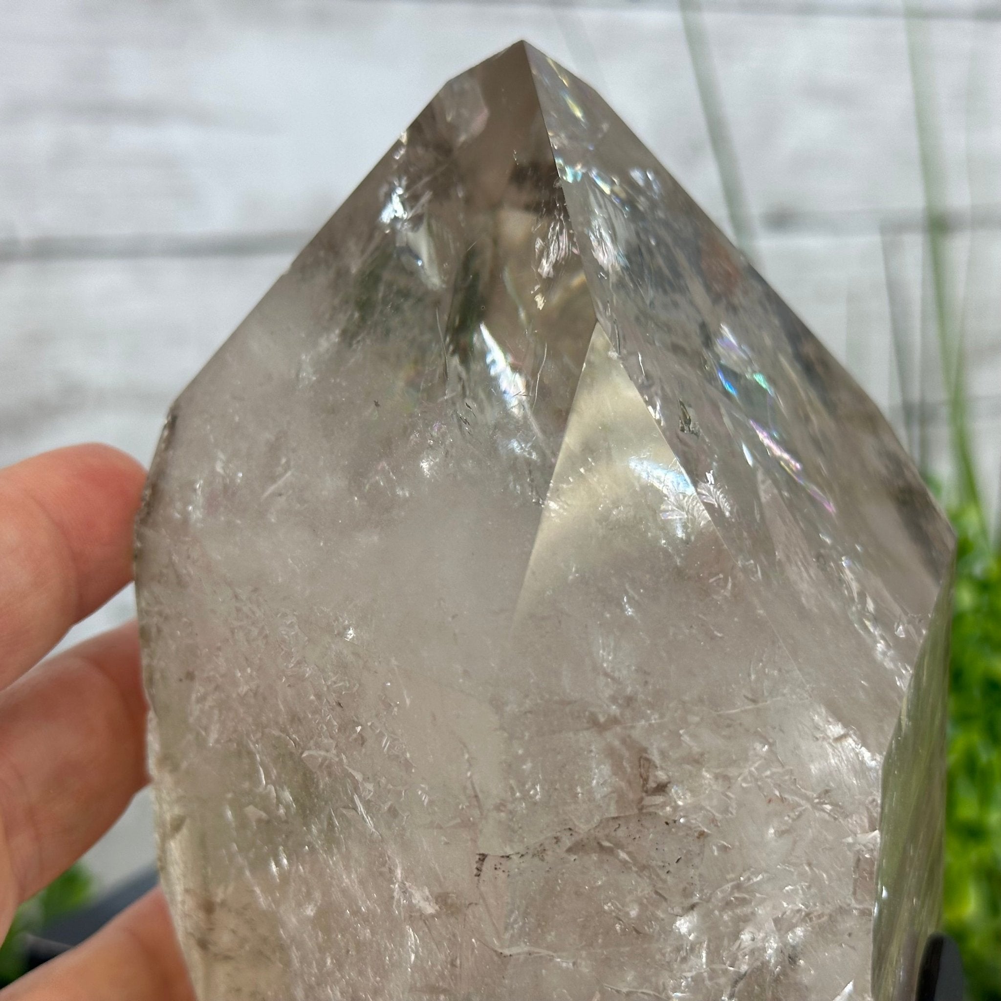 Super Quality Clear Quartz Point on a Metal Stand, 6 lbs & 9.1" Tall #3121CQ-009 - Brazil GemsBrazil GemsSuper Quality Clear Quartz Point on a Metal Stand, 6 lbs & 9.1" Tall #3121CQ-009Crystal Points3121CQ-009