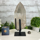 Super Quality Clear Quartz Point on a Metal Stand, 7.9 lbs & 11.4" Tall #3121CQ-010 - Brazil GemsBrazil GemsSuper Quality Clear Quartz Point on a Metal Stand, 7.9 lbs & 11.4" Tall #3121CQ-010Crystal Points3121CQ-010