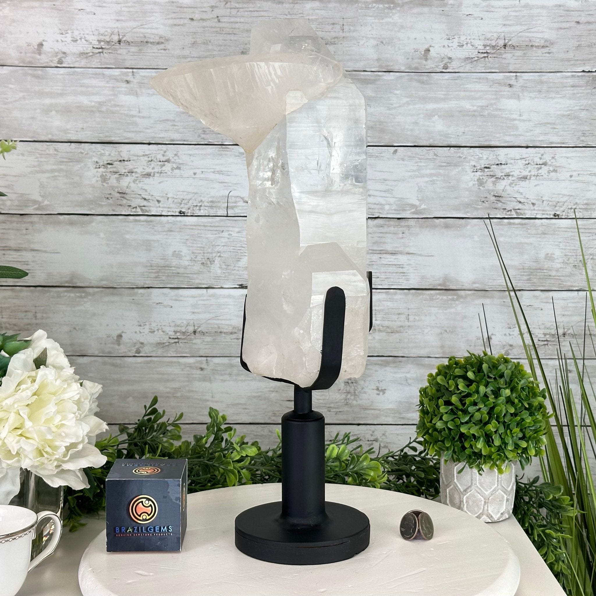 Super Quality Clear Quartz Point on a Rotating Stand, 15.9 lbs & 17.8" Tall #3120CQ-003 - Brazil GemsBrazil GemsSuper Quality Clear Quartz Point on a Rotating Stand, 15.9 lbs & 17.8" Tall #3120CQ-003Crystal Points3120CQ-003