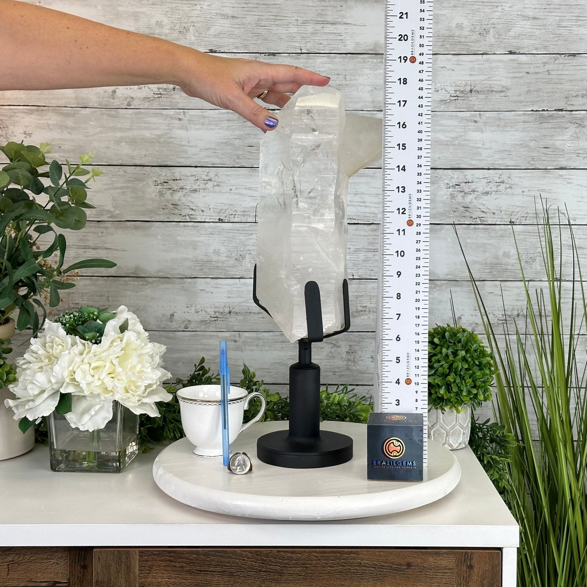 Super Quality Clear Quartz Point on a Rotating Stand, 15.9 lbs & 17.8" Tall #3120CQ-003 - Brazil GemsBrazil GemsSuper Quality Clear Quartz Point on a Rotating Stand, 15.9 lbs & 17.8" Tall #3120CQ-003Crystal Points3120CQ-003