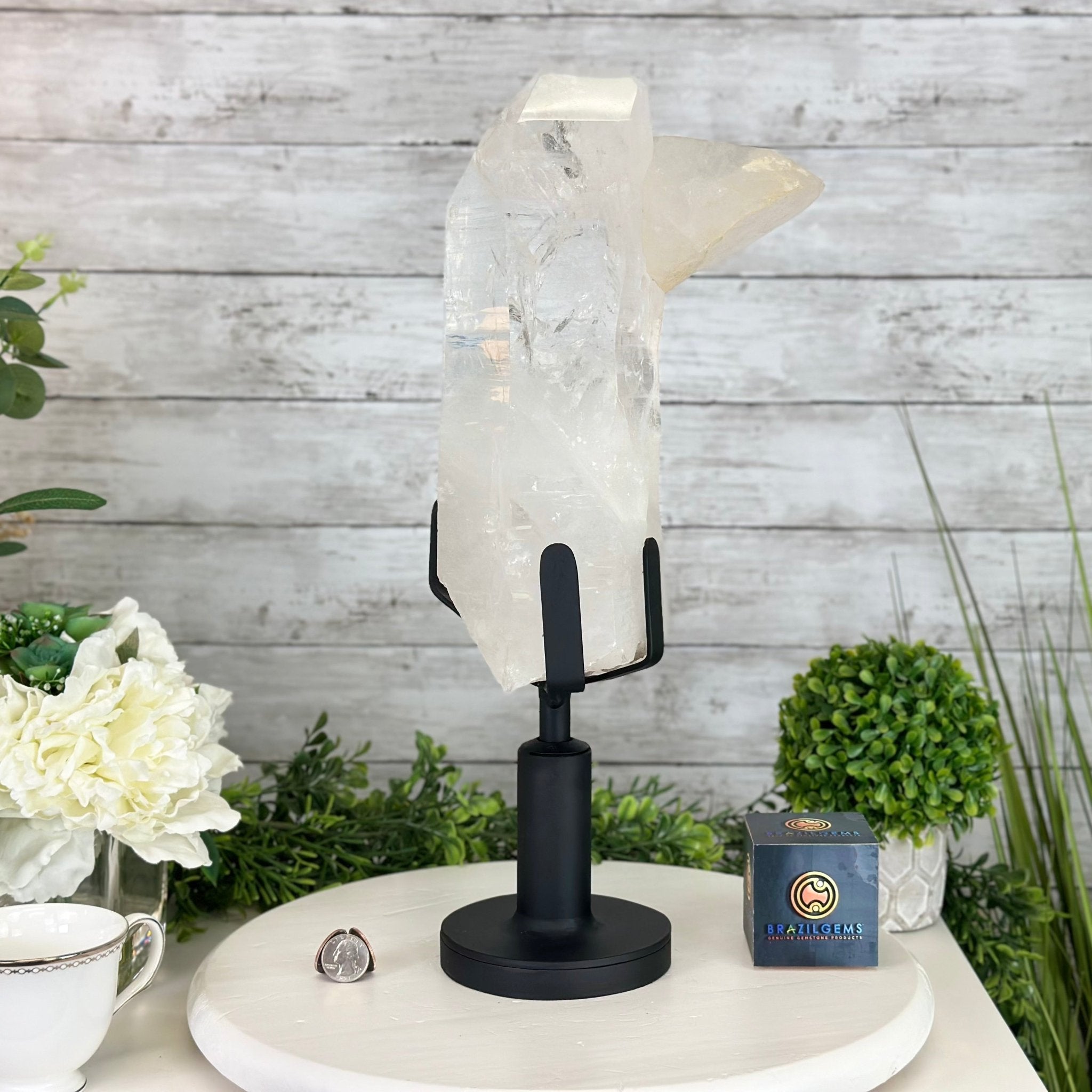 Super Quality Clear Quartz Point on a Rotating Stand, 15.9 lbs & 17.8" Tall #3120CQ-003 - Brazil GemsBrazil GemsSuper Quality Clear Quartz Point on a Rotating Stand, 15.9 lbs & 17.8" Tall #3120CQ-003Crystal Points3120CQ-003