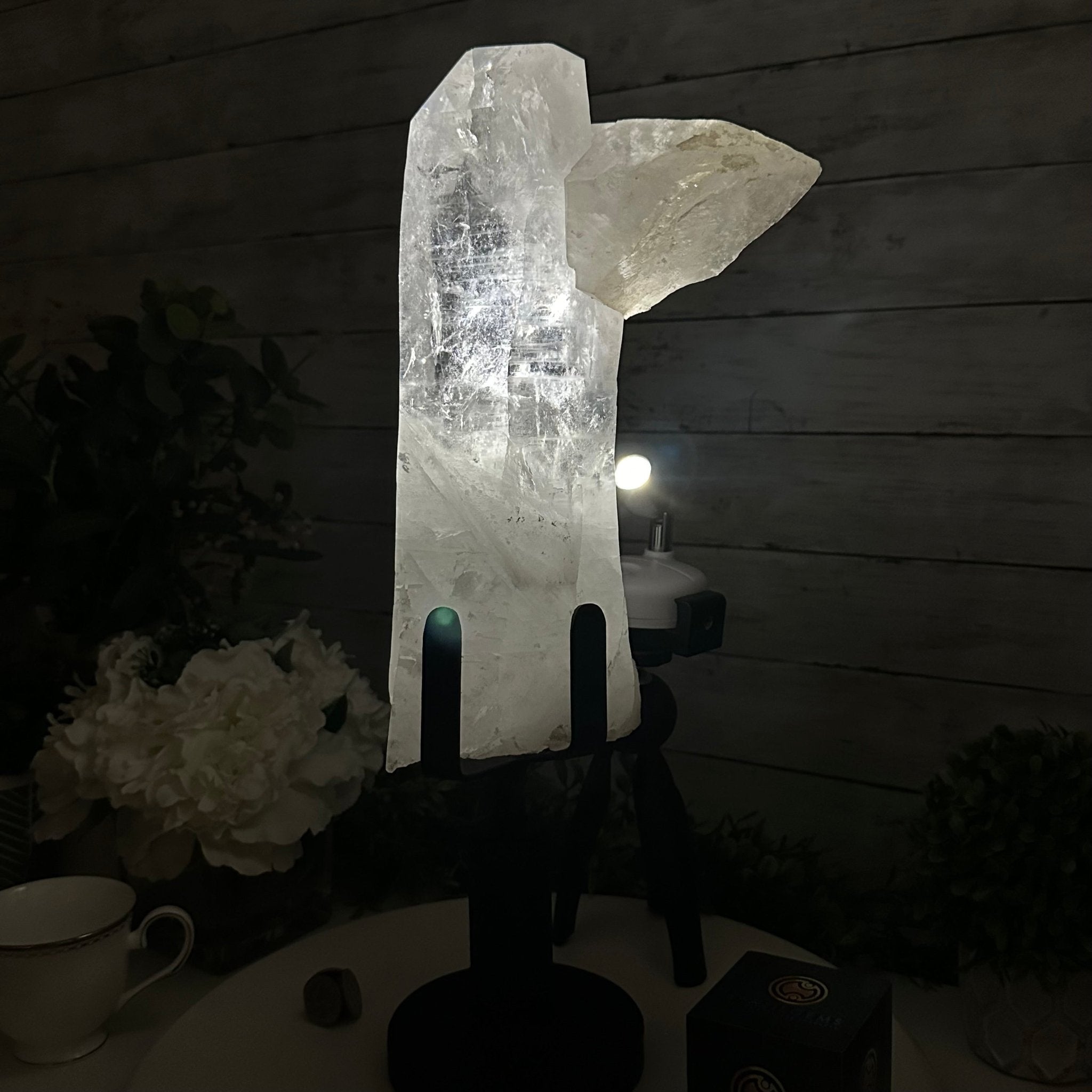 Super Quality Clear Quartz Point on a Rotating Stand, 15.9 lbs & 17.8" Tall #3120CQ-003 - Brazil GemsBrazil GemsSuper Quality Clear Quartz Point on a Rotating Stand, 15.9 lbs & 17.8" Tall #3120CQ-003Crystal Points3120CQ-003