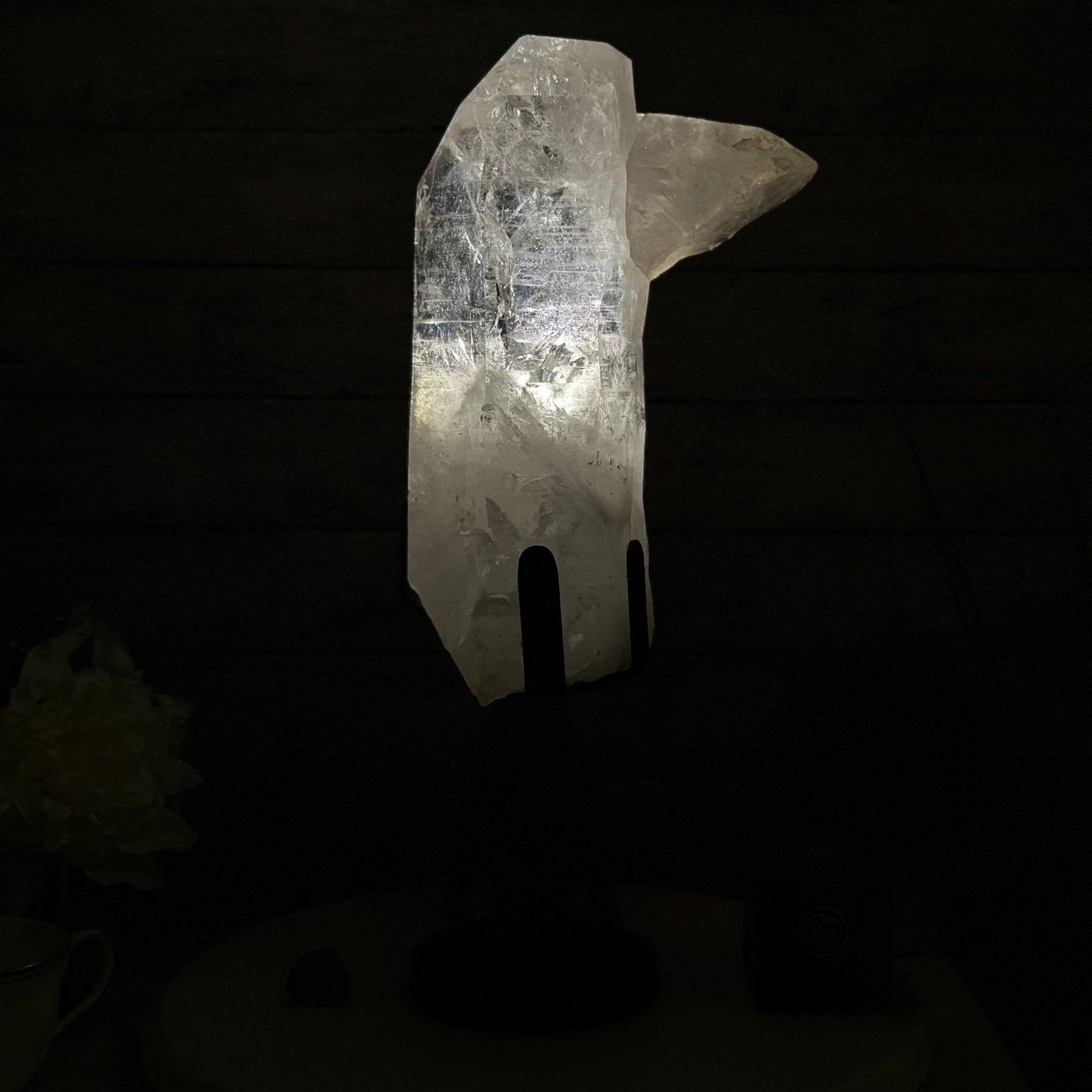 Super Quality Clear Quartz Point on a Rotating Stand, 15.9 lbs & 17.8" Tall #3120CQ-003 - Brazil GemsBrazil GemsSuper Quality Clear Quartz Point on a Rotating Stand, 15.9 lbs & 17.8" Tall #3120CQ-003Crystal Points3120CQ-003