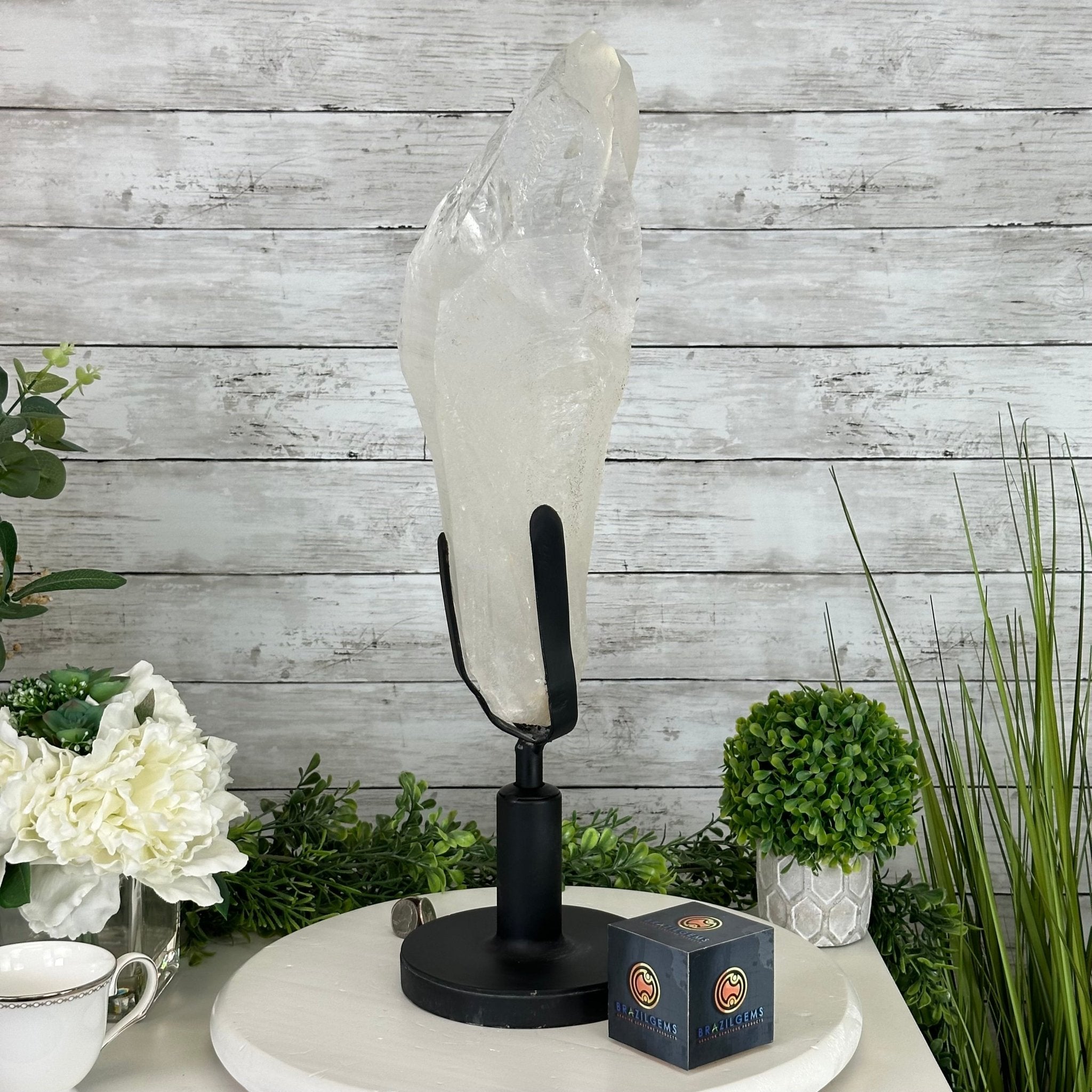 Super Quality Clear Quartz Point on a Rotating Stand, 16.5 lbs & 21.6" Tall #3120CQ-004 - Brazil GemsBrazil GemsSuper Quality Clear Quartz Point on a Rotating Stand, 16.5 lbs & 21.6" Tall #3120CQ-004Crystal Points3120CQ-004