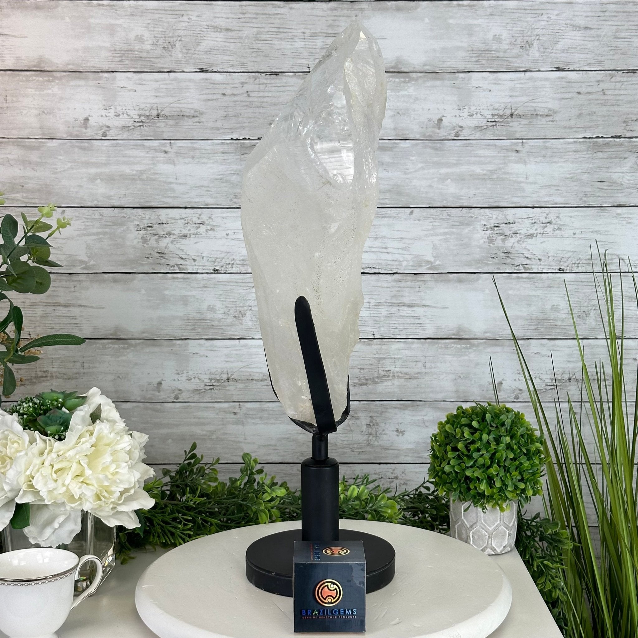 Super Quality Clear Quartz Point on a Rotating Stand, 16.5 lbs & 21.6" Tall #3120CQ-004 - Brazil GemsBrazil GemsSuper Quality Clear Quartz Point on a Rotating Stand, 16.5 lbs & 21.6" Tall #3120CQ-004Crystal Points3120CQ-004