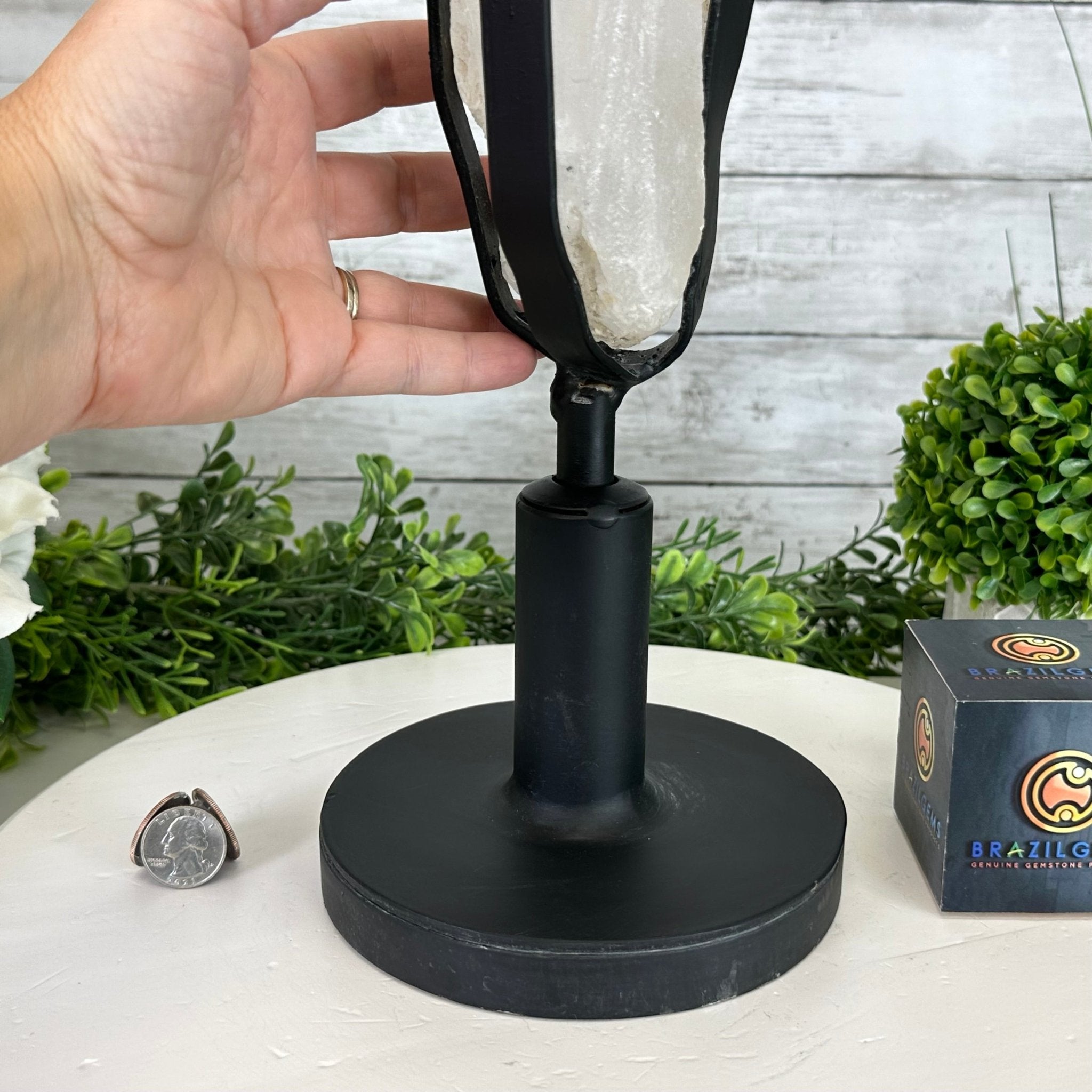 Super Quality Clear Quartz Point on a Rotating Stand, 16.5 lbs & 21.6" Tall #3120CQ-004 - Brazil GemsBrazil GemsSuper Quality Clear Quartz Point on a Rotating Stand, 16.5 lbs & 21.6" Tall #3120CQ-004Crystal Points3120CQ-004