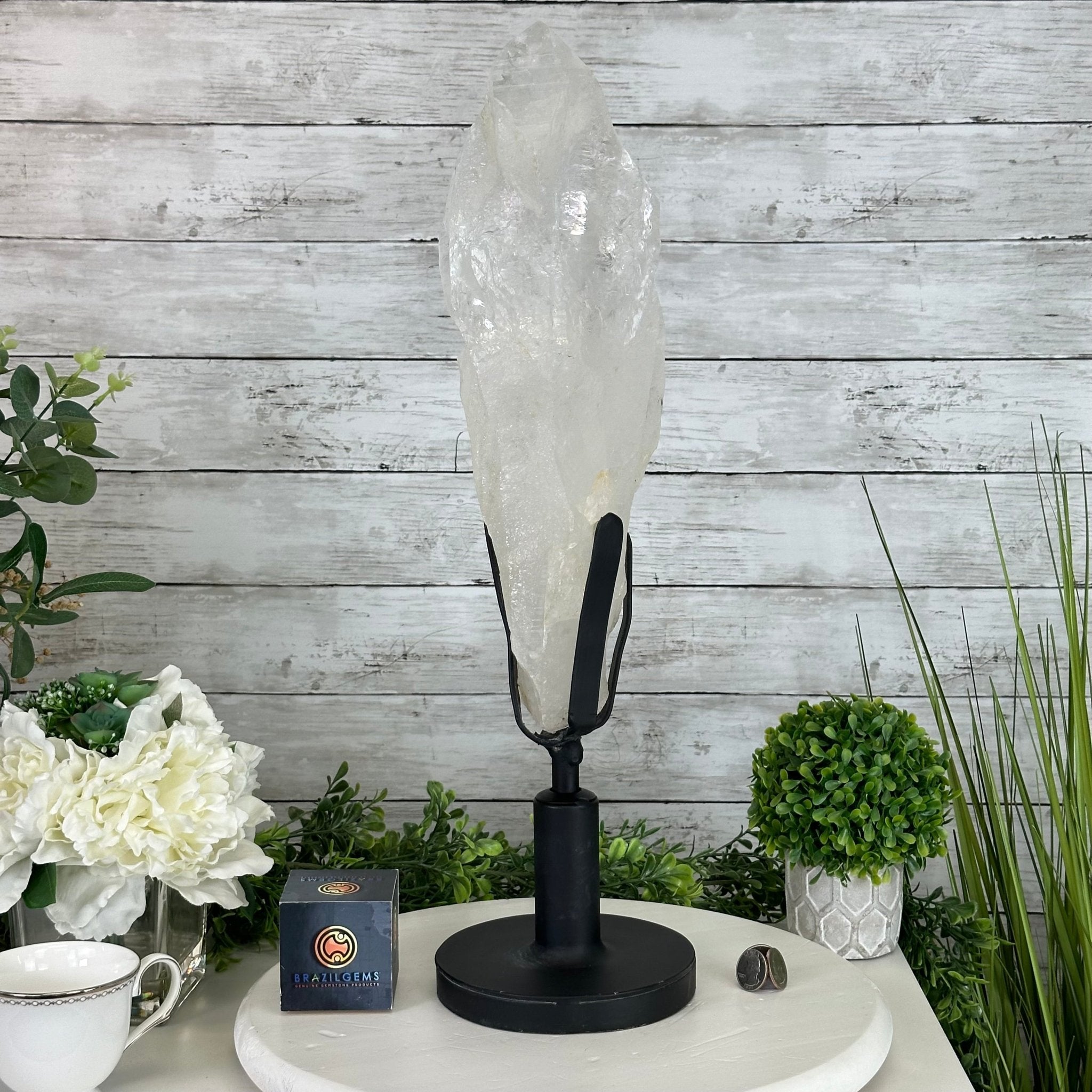 Super Quality Clear Quartz Point on a Rotating Stand, 16.5 lbs & 21.6" Tall #3120CQ-004 - Brazil GemsBrazil GemsSuper Quality Clear Quartz Point on a Rotating Stand, 16.5 lbs & 21.6" Tall #3120CQ-004Crystal Points3120CQ-004