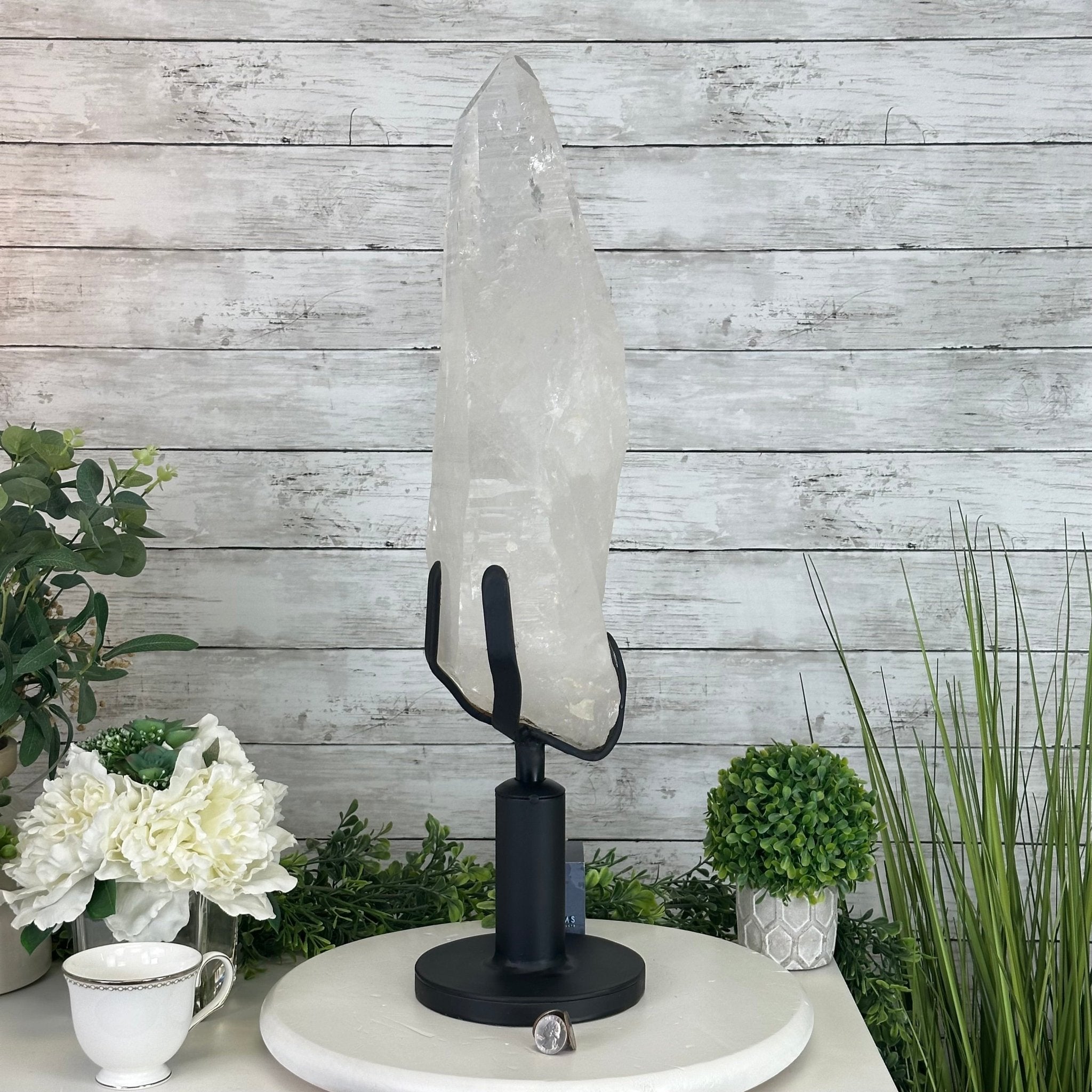 Super Quality Clear Quartz Point on a Rotating Stand, 28.9 lbs & 25.4" Tall #3120CQ-006 - Brazil GemsBrazil GemsSuper Quality Clear Quartz Point on a Rotating Stand, 28.9 lbs & 25.4" Tall #3120CQ-006Crystal Points3120CQ-006