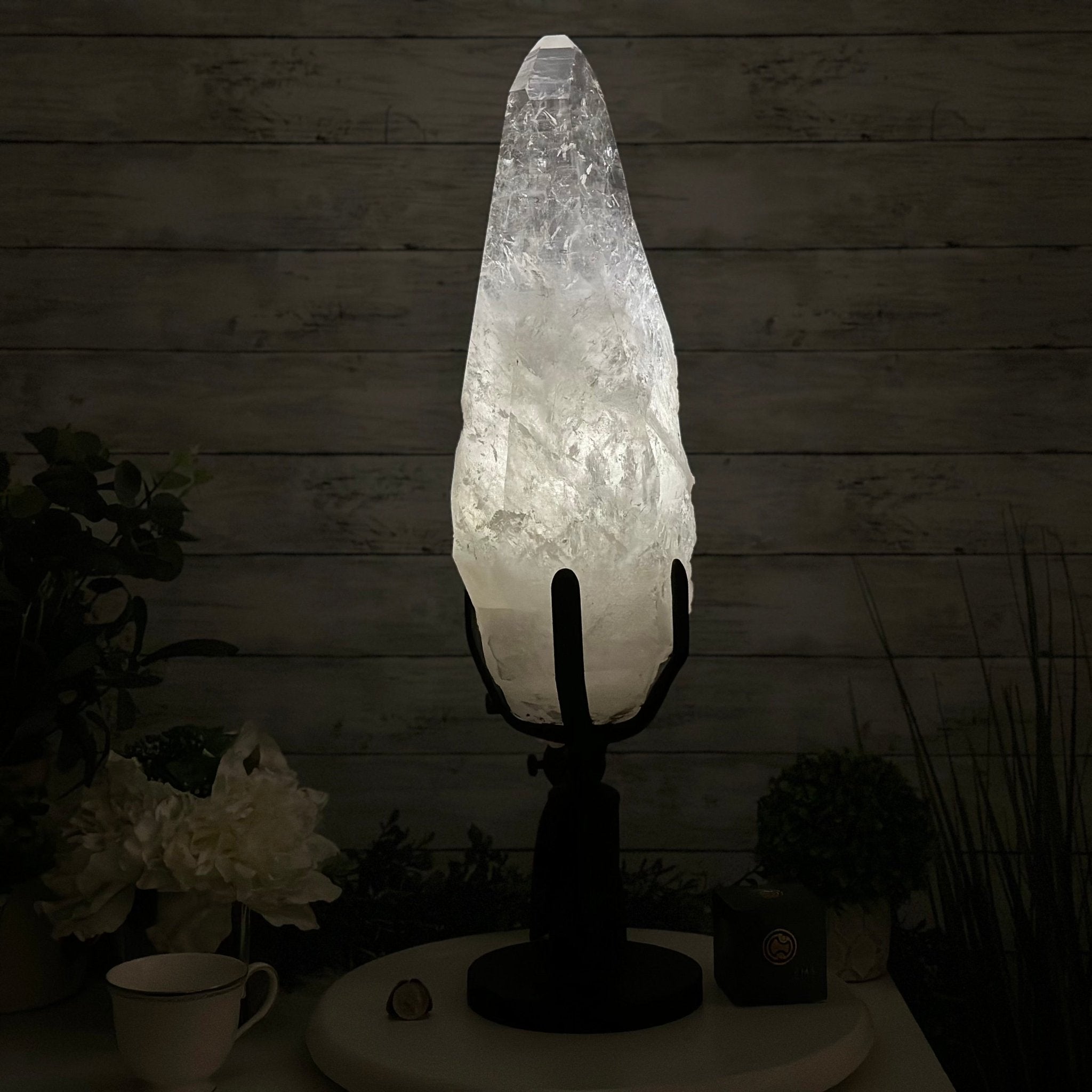 Super Quality Clear Quartz Point on a Rotating Stand, 28.9 lbs & 25.4" Tall #3120CQ-006 - Brazil GemsBrazil GemsSuper Quality Clear Quartz Point on a Rotating Stand, 28.9 lbs & 25.4" Tall #3120CQ-006Crystal Points3120CQ-006