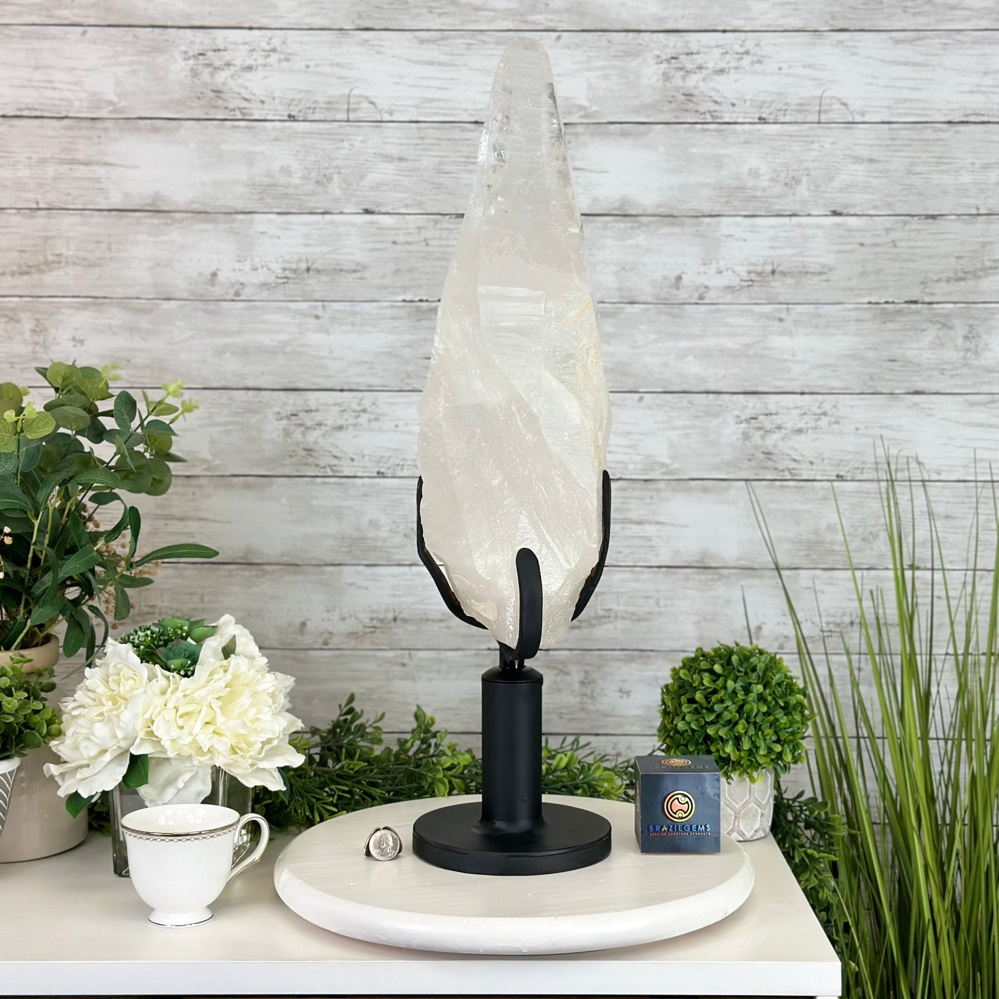 Super Quality Clear Quartz Point on a Rotating Stand, 28.9 lbs & 25.4" Tall #3120CQ-006 - Brazil GemsBrazil GemsSuper Quality Clear Quartz Point on a Rotating Stand, 28.9 lbs & 25.4" Tall #3120CQ-006Crystal Points3120CQ-006