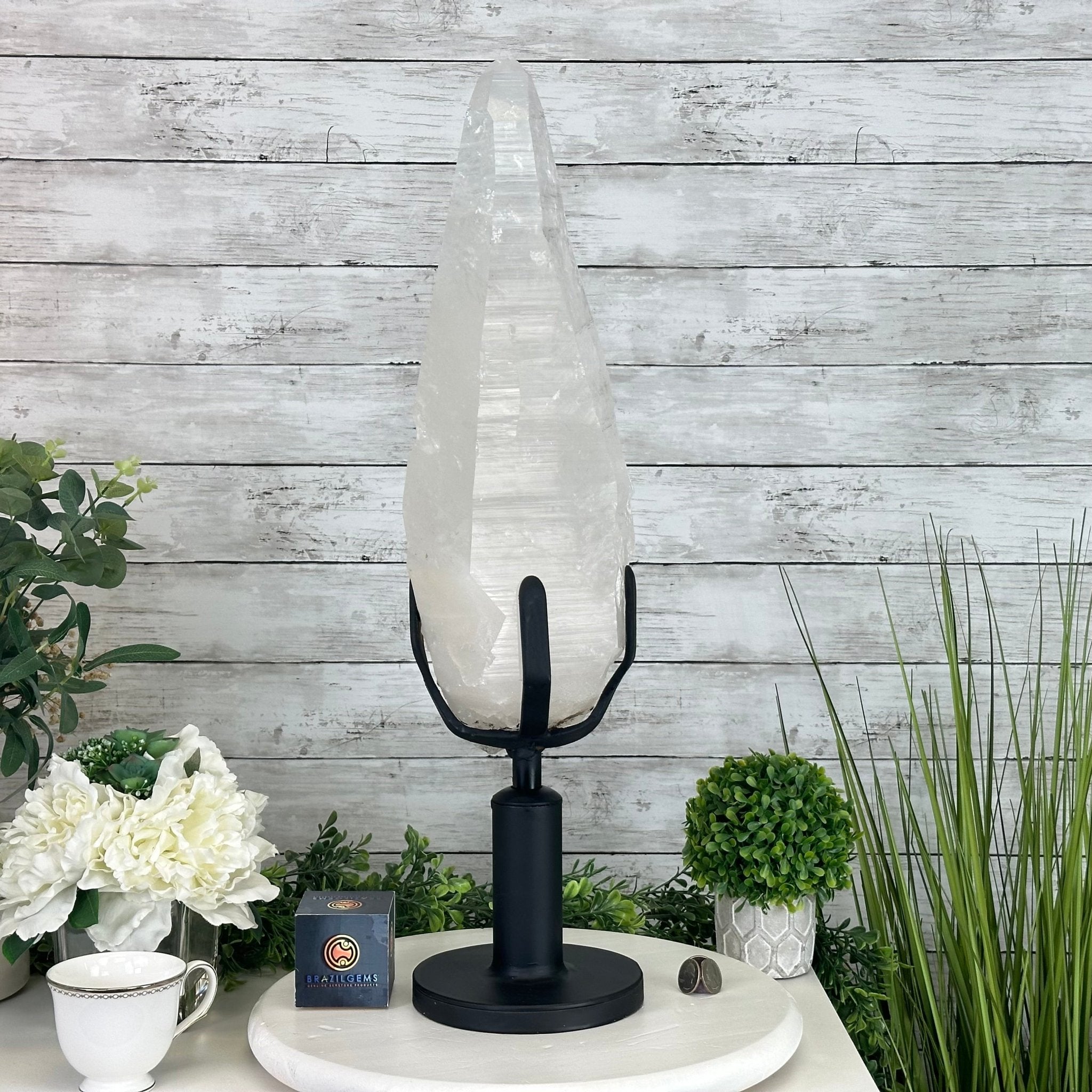 Super Quality Clear Quartz Point on a Rotating Stand, 28.9 lbs & 25.4" Tall #3120CQ-006 - Brazil GemsBrazil GemsSuper Quality Clear Quartz Point on a Rotating Stand, 28.9 lbs & 25.4" Tall #3120CQ-006Crystal Points3120CQ-006