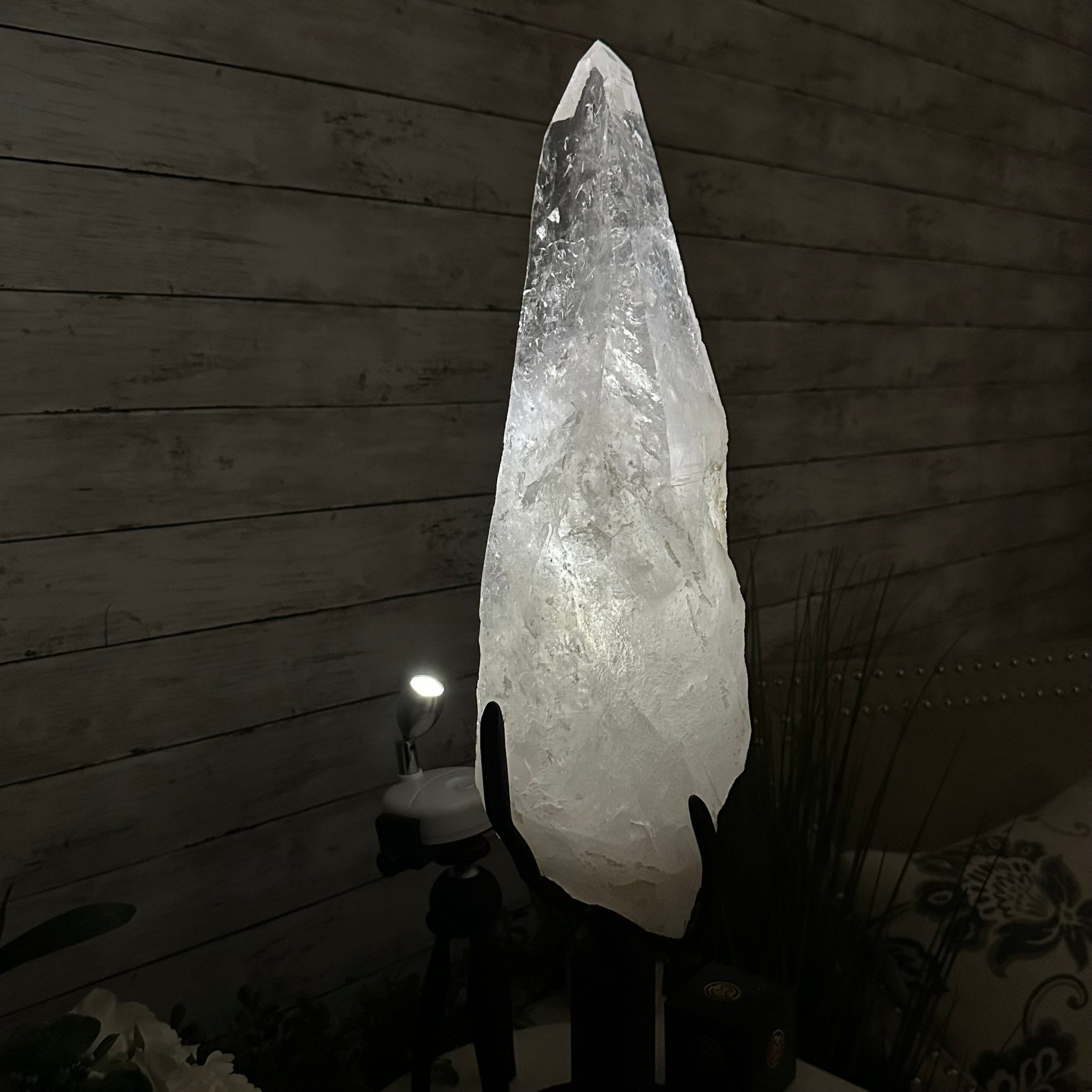 Super Quality Clear Quartz Point on a Rotating Stand, 28.9 lbs & 25.4" Tall #3120CQ-006 - Brazil GemsBrazil GemsSuper Quality Clear Quartz Point on a Rotating Stand, 28.9 lbs & 25.4" Tall #3120CQ-006Crystal Points3120CQ-006