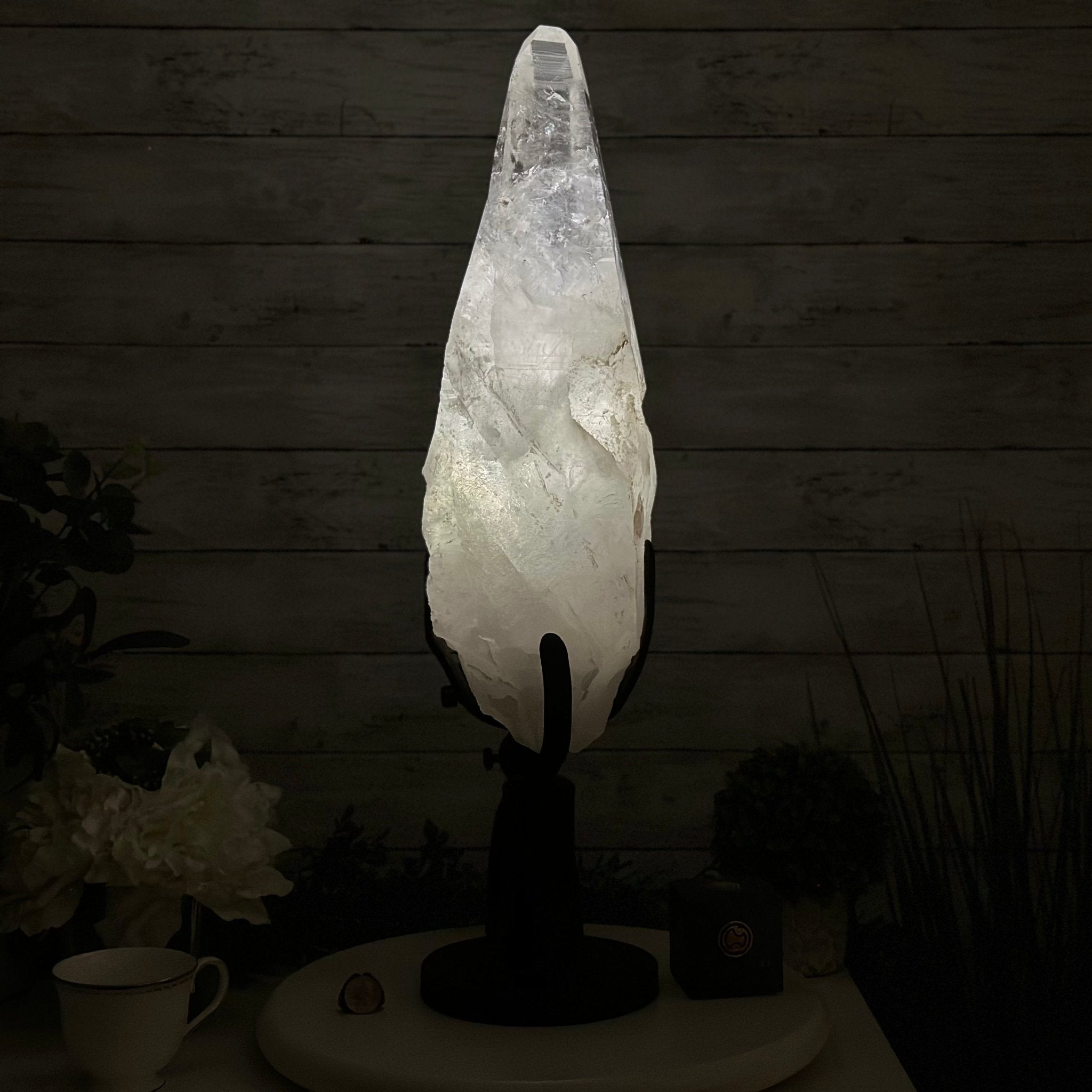 Super Quality Clear Quartz Point on a Rotating Stand, 28.9 lbs & 25.4" Tall #3120CQ-006 - Brazil GemsBrazil GemsSuper Quality Clear Quartz Point on a Rotating Stand, 28.9 lbs & 25.4" Tall #3120CQ-006Crystal Points3120CQ-006