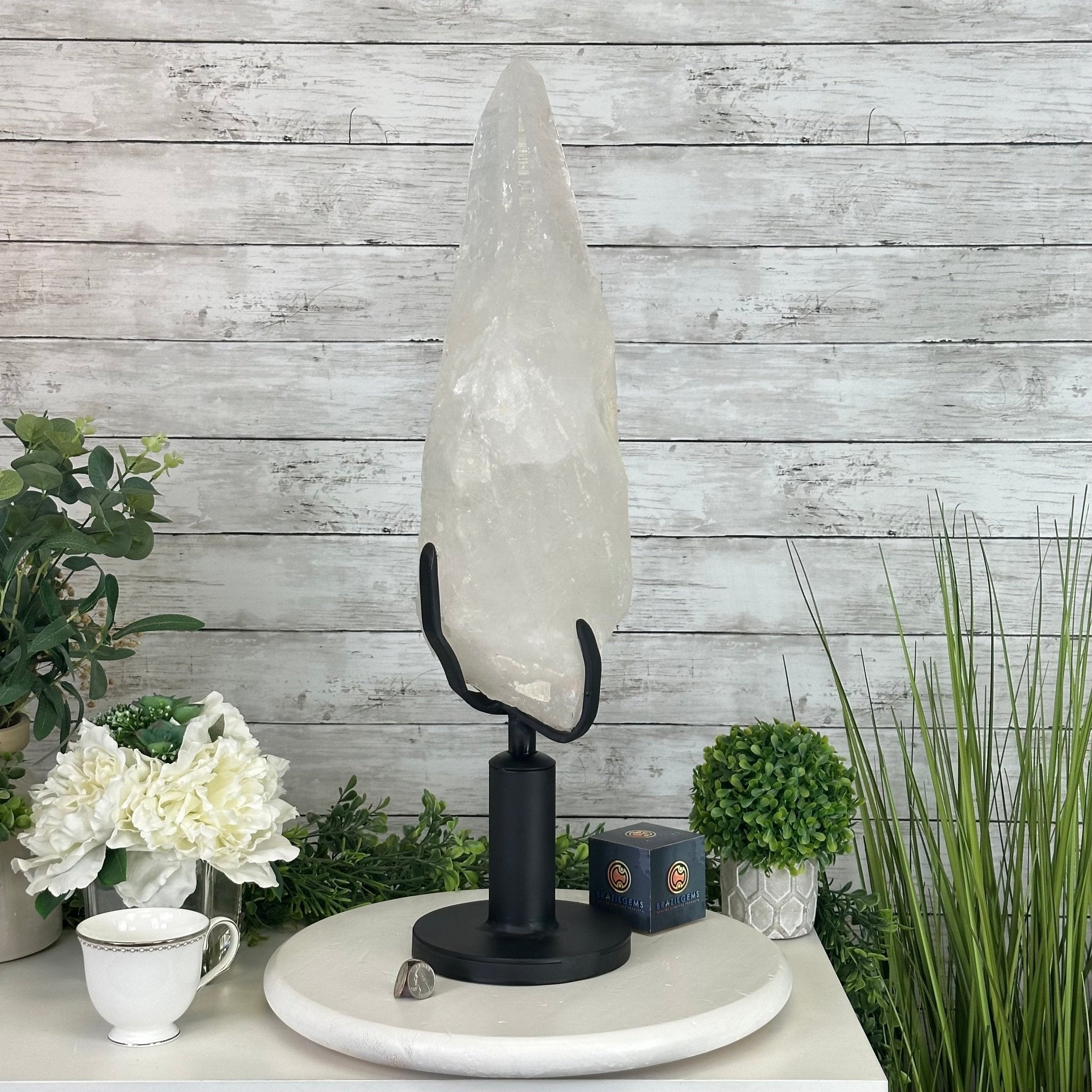 Super Quality Clear Quartz Point on a Rotating Stand, 28.9 lbs & 25.4" Tall #3120CQ-006 - Brazil GemsBrazil GemsSuper Quality Clear Quartz Point on a Rotating Stand, 28.9 lbs & 25.4" Tall #3120CQ-006Crystal Points3120CQ-006