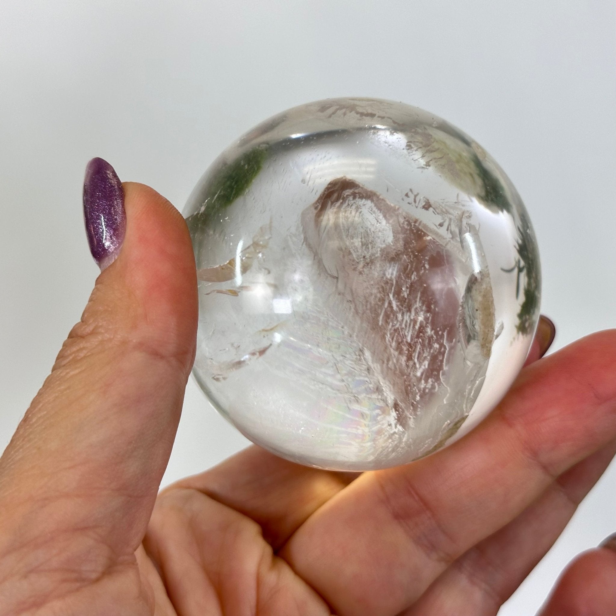 Super Quality Clear Quartz Sphere on a Metal Base, 0.7 lbs & 5.1" Tall #5631 - 0016 - Brazil GemsBrazil GemsSuper Quality Clear Quartz Sphere on a Metal Base, 0.7 lbs & 5.1" Tall #5631 - 0016Spheres5631 - 0016