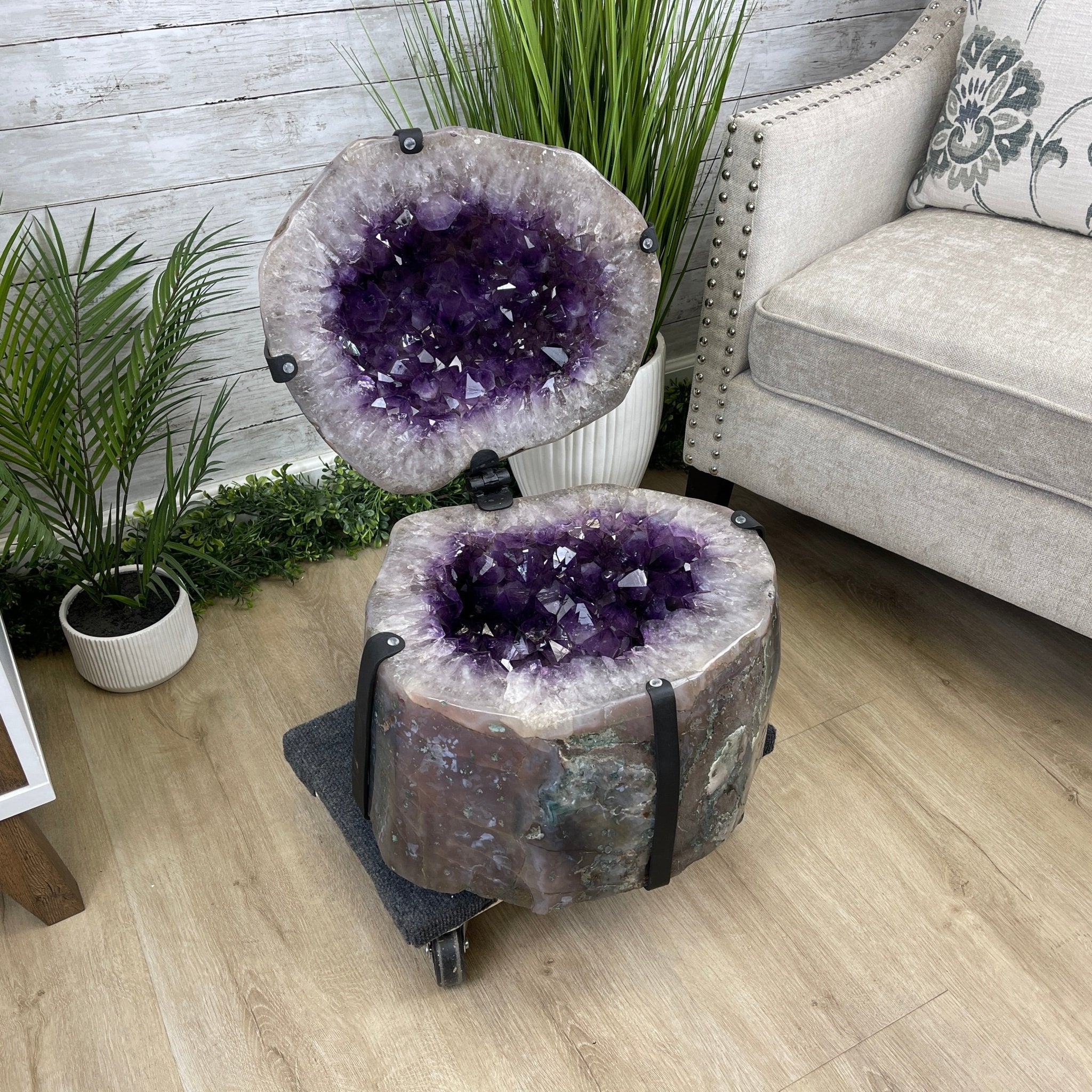 Super Quality Polished Amethyst "Jewelry Box", Clam Shell style Lid, 187.4 lbs & 24" tall, Model #5656-0007 by Brazil Gems - Brazil GemsBrazil GemsSuper Quality Polished Amethyst "Jewelry Box", Clam Shell style Lid, 187.4 lbs & 24" tall, Model #5656-0007 by Brazil GemsGeode Jewelry Boxes5656-0007